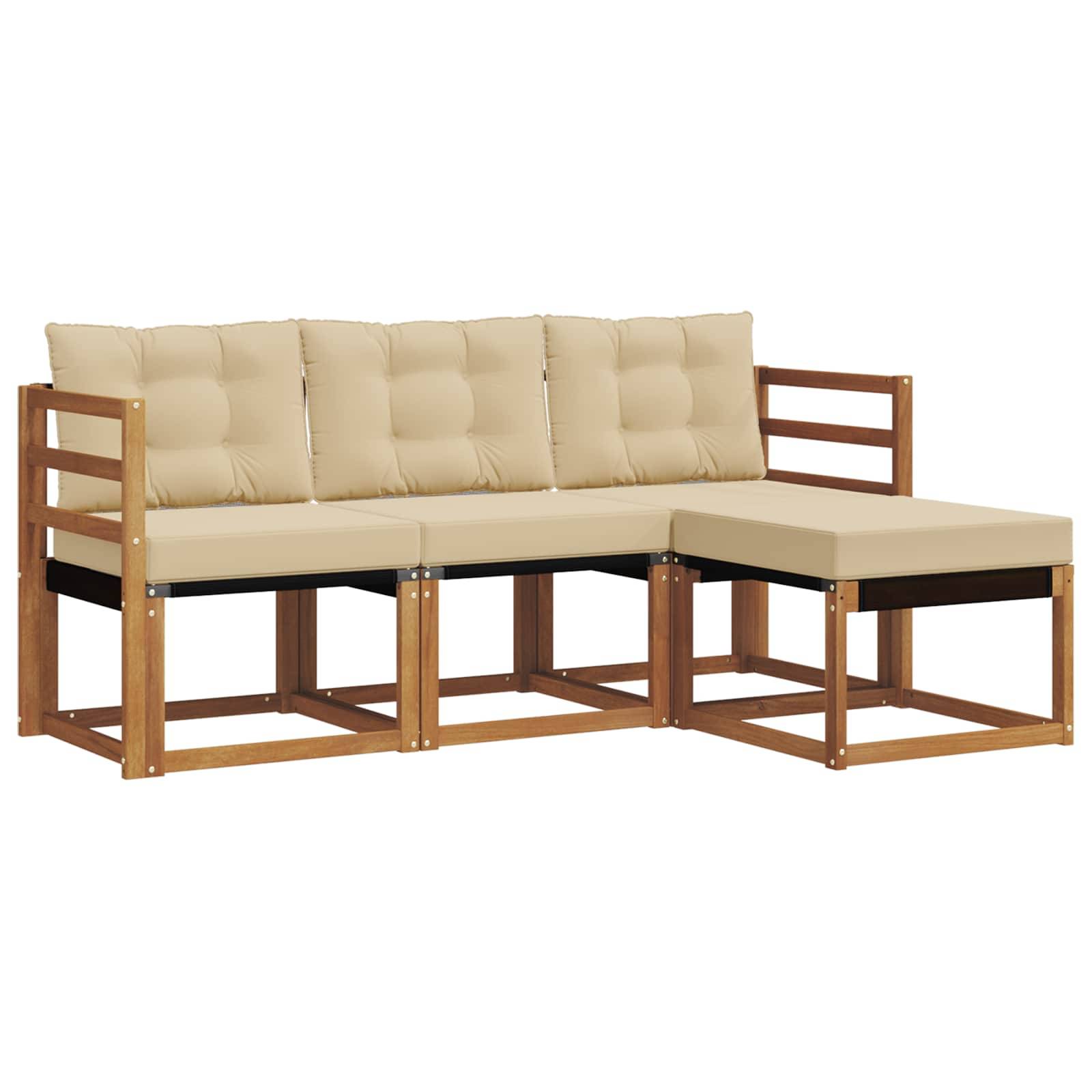 vidaXL Outdoor-Sofagarnitur mit Kissen 4 pcs Natur und Beige