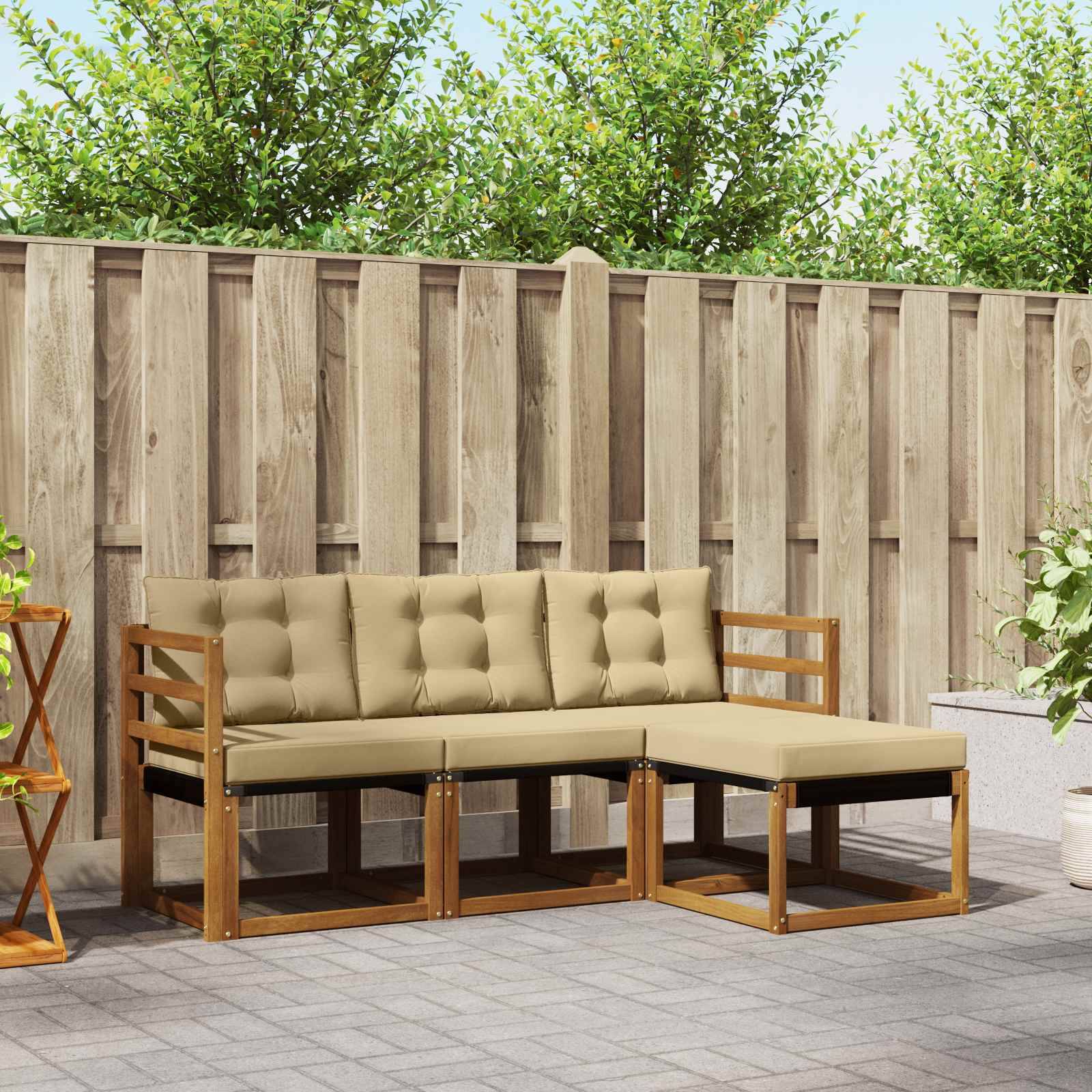 vidaXL Outdoor-Sofagarnitur mit Kissen 4 pcs Natur und Beige