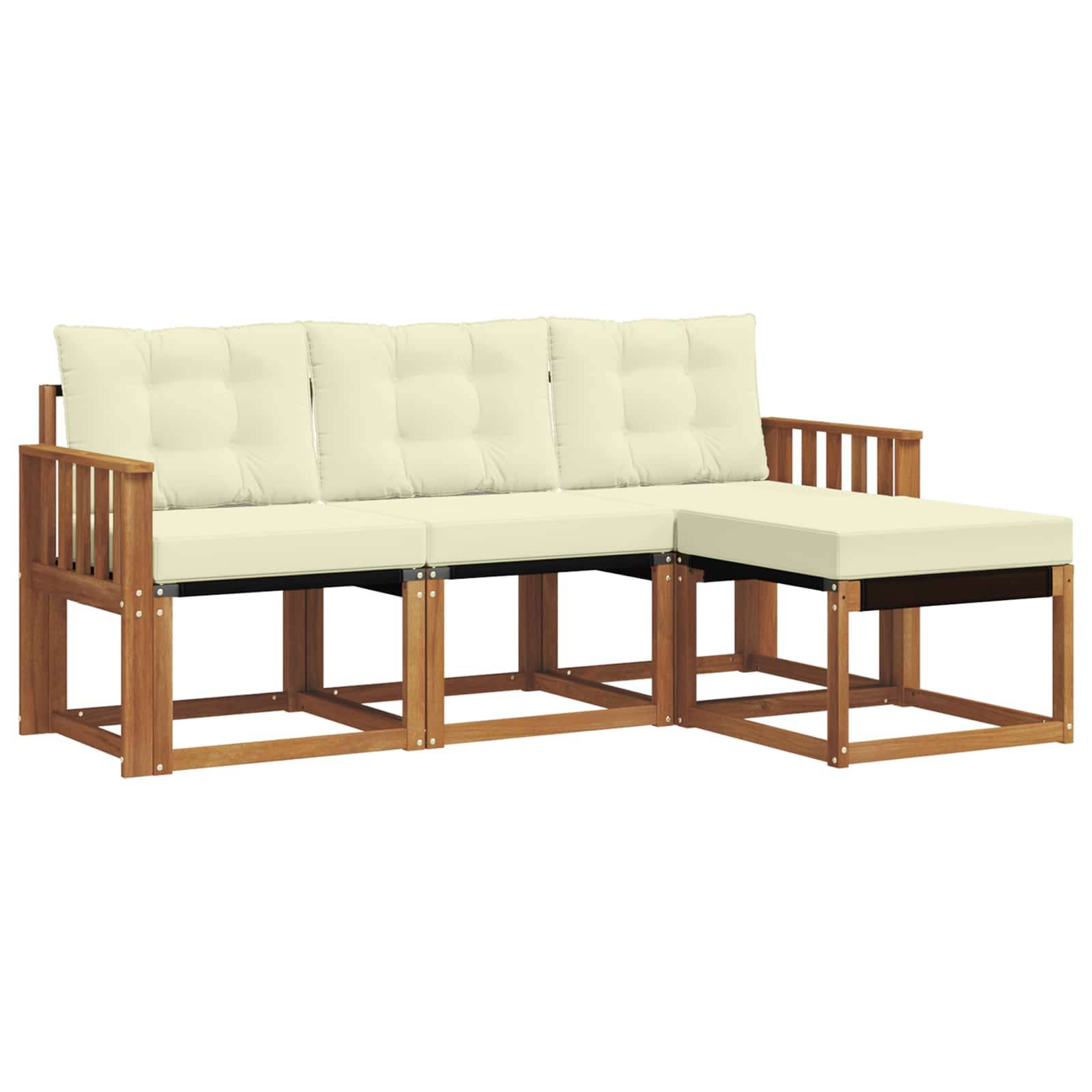 vidaXL Outdoor-Sofagarnitur mit Kissen 4 pcs Natur und Creme