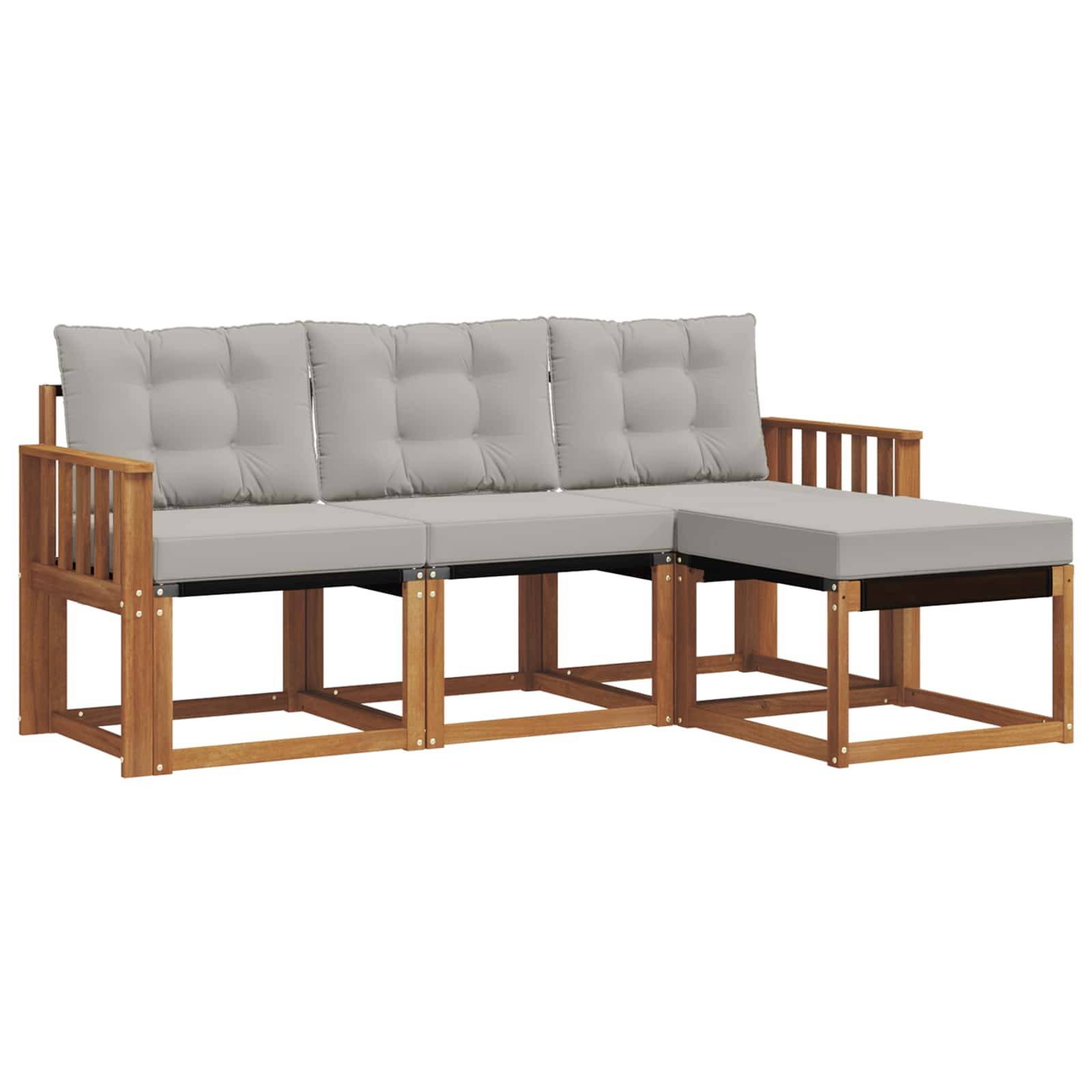 vidaXL Outdoor-Sofagarnitur mit Kissen 4 pcs Natürlich und Hellgrau