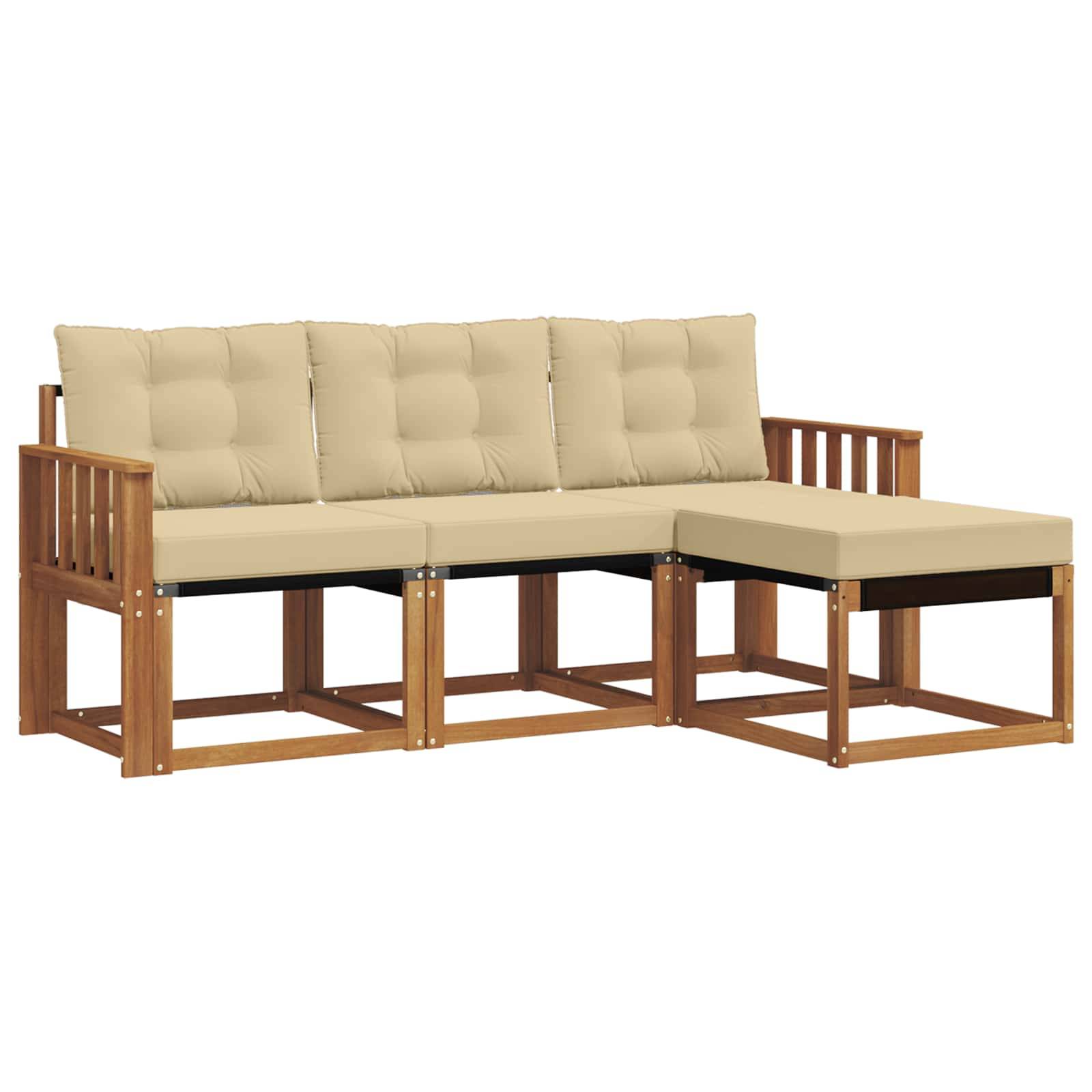 vidaXL Outdoor-Sofagarnitur mit Kissen 4 pcs Natur und Beige
