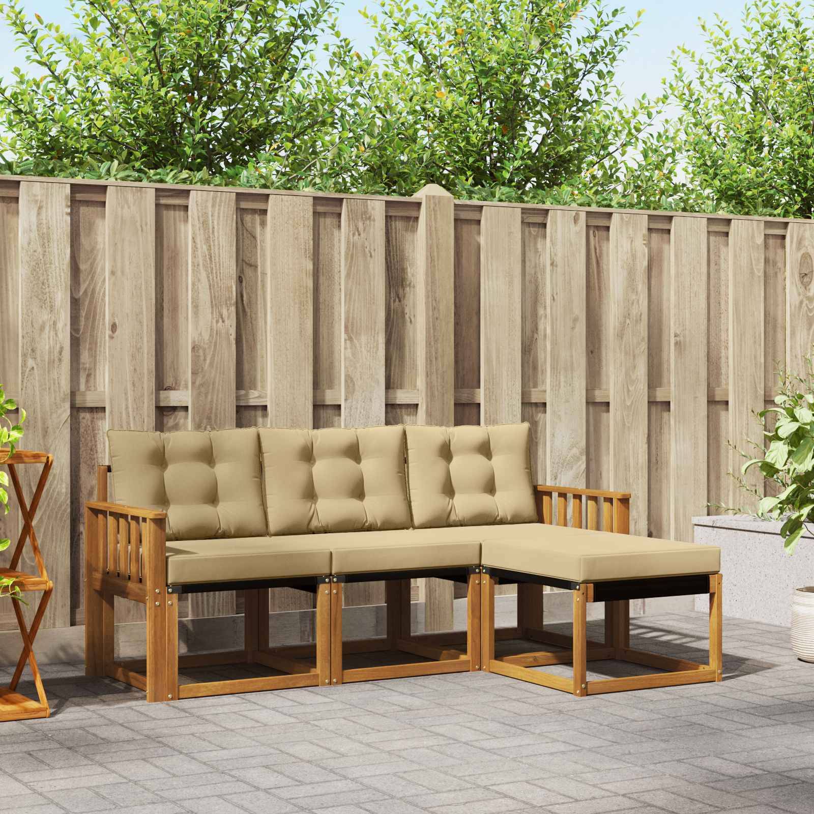 vidaXL Outdoor-Sofagarnitur mit Kissen 4 pcs Natur und Beige