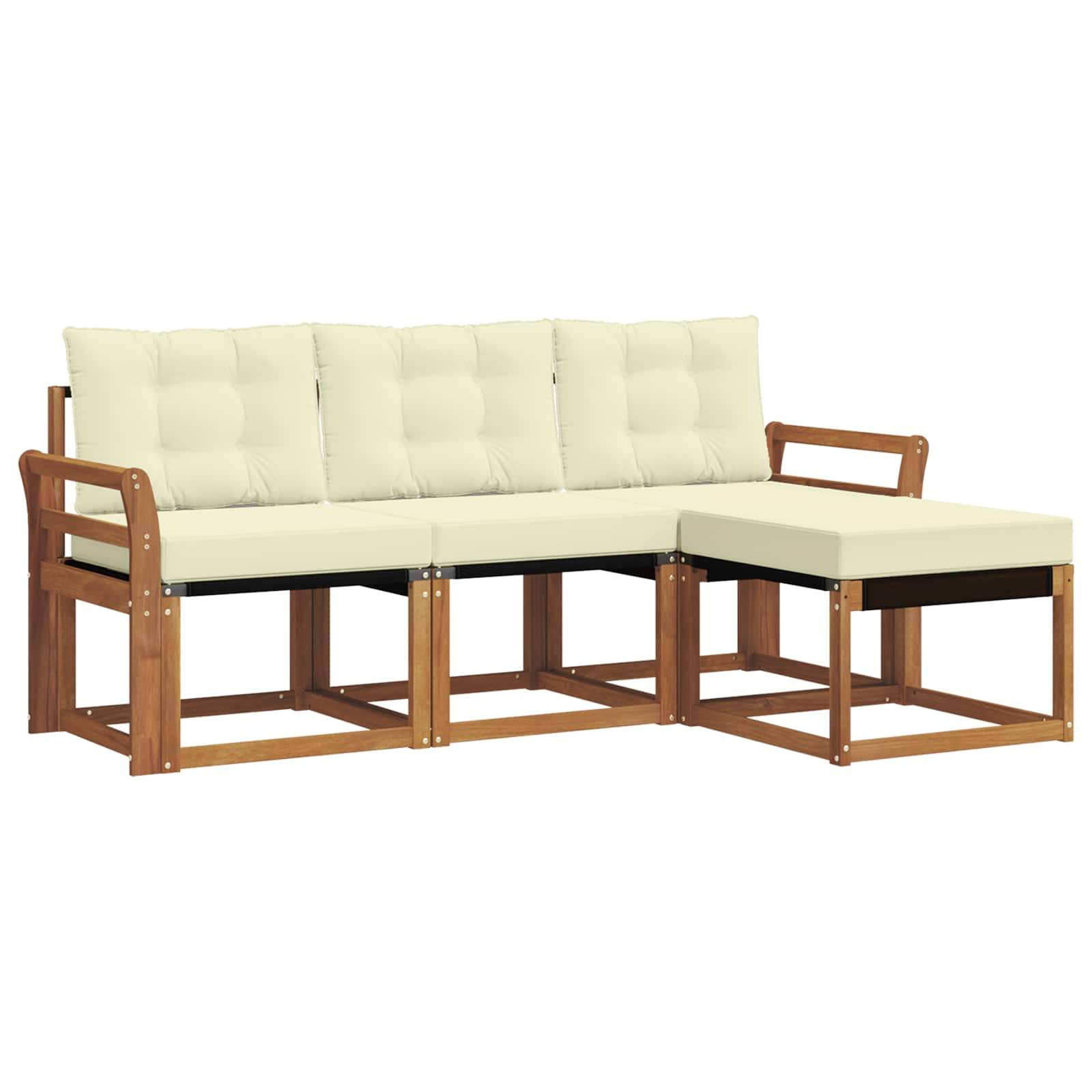 vidaXL Outdoor-Sofagarnitur mit Kissen 4 pcs Natur und Creme