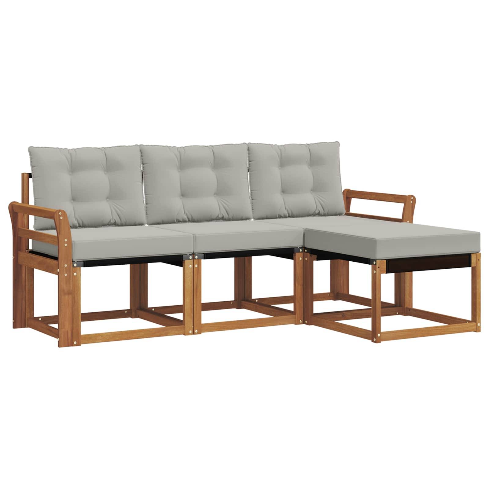 vidaXL Outdoor-Sofagarnitur mit Kissen 4 pcs Natürlich und Hellgrau