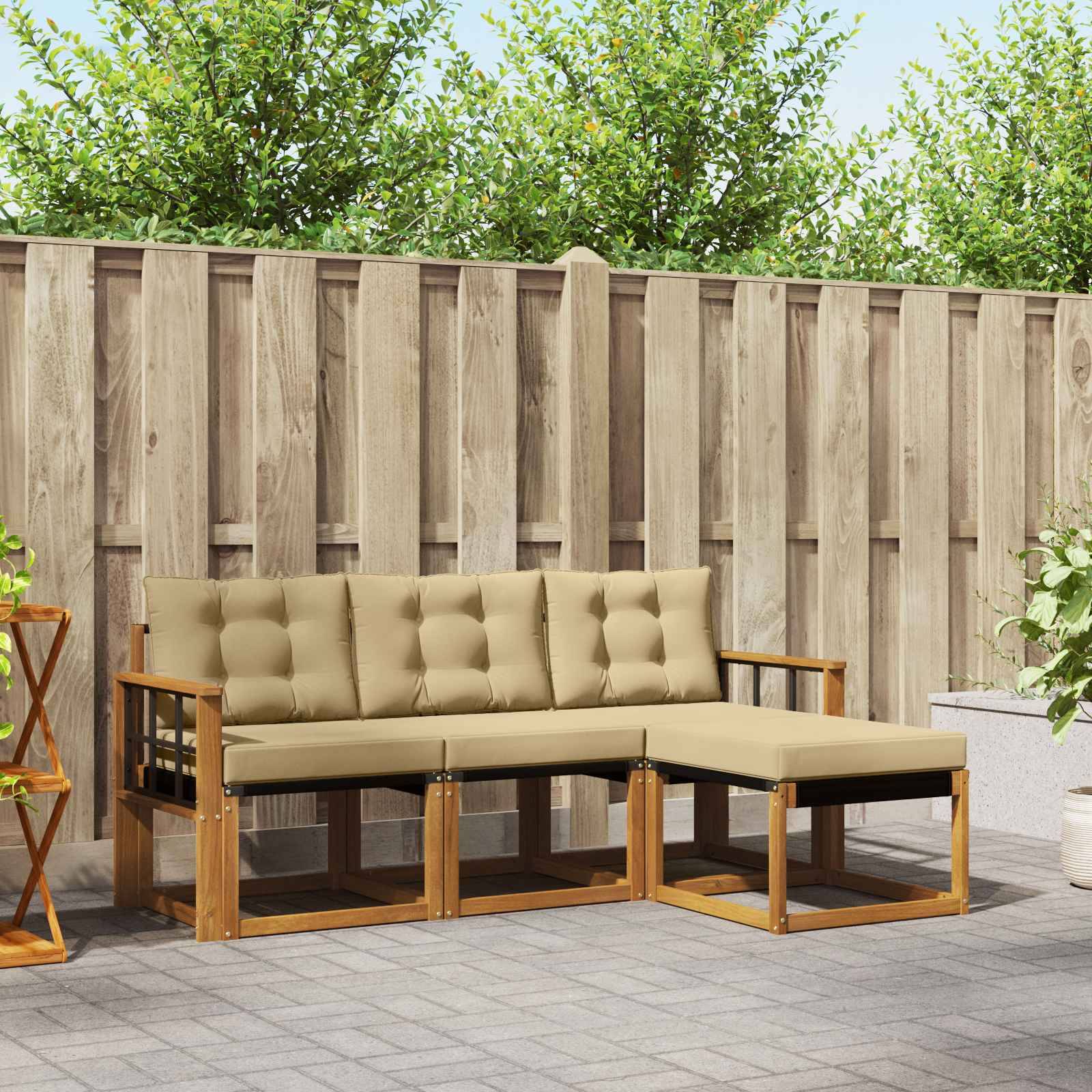 vidaXL Outdoor-Sofagarnitur mit Kissen 4 pcs Natur und Beige