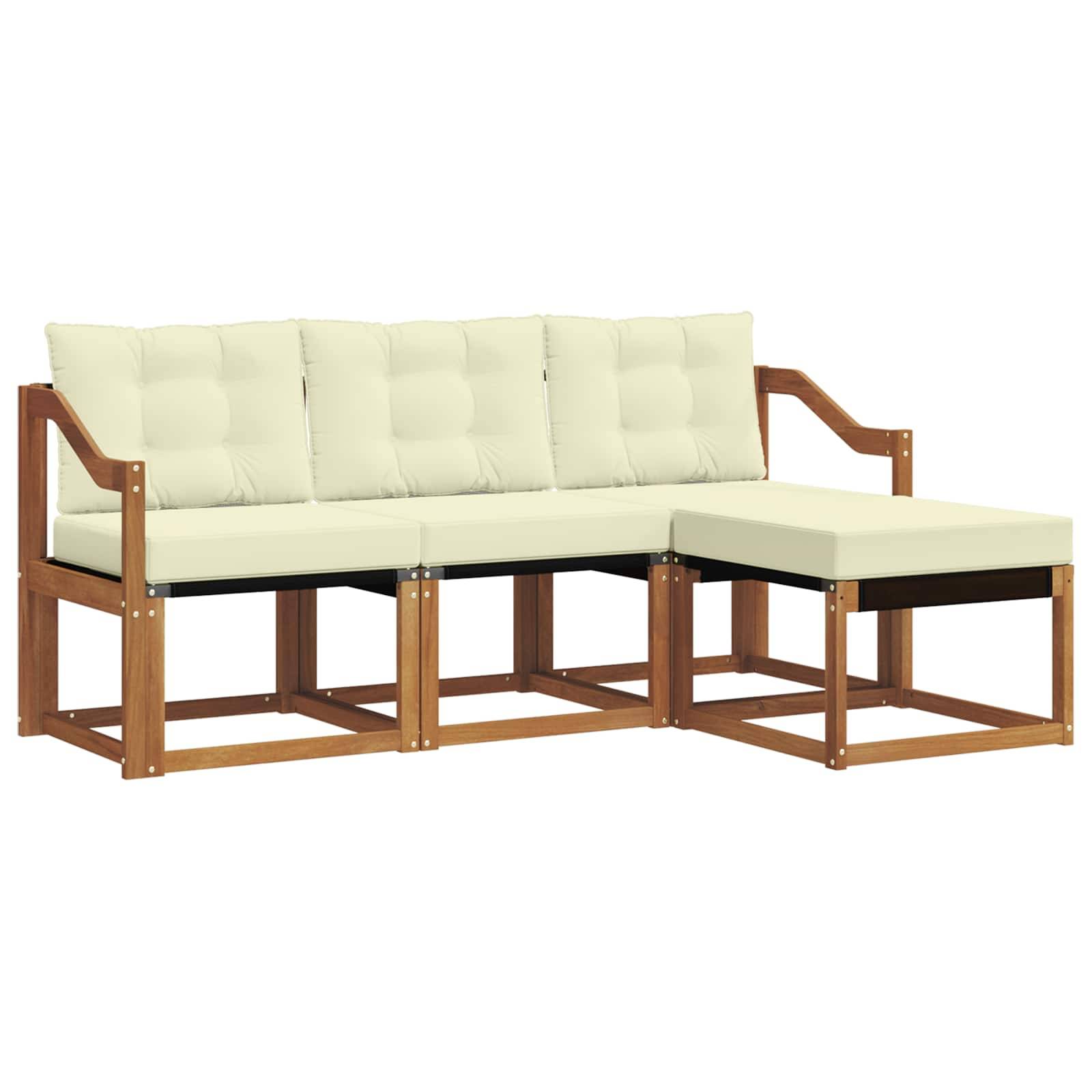 vidaXL Outdoor-Sofagarnitur mit Kissen 4 pcs Natur und Creme