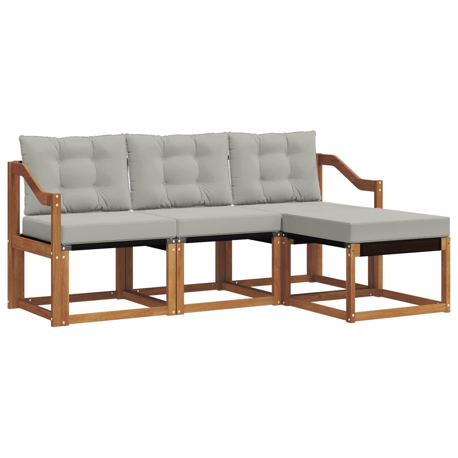 vidaXL Outdoor-Sofagarnitur mit Kissen 4 pcs Natürlich und Hellgrau