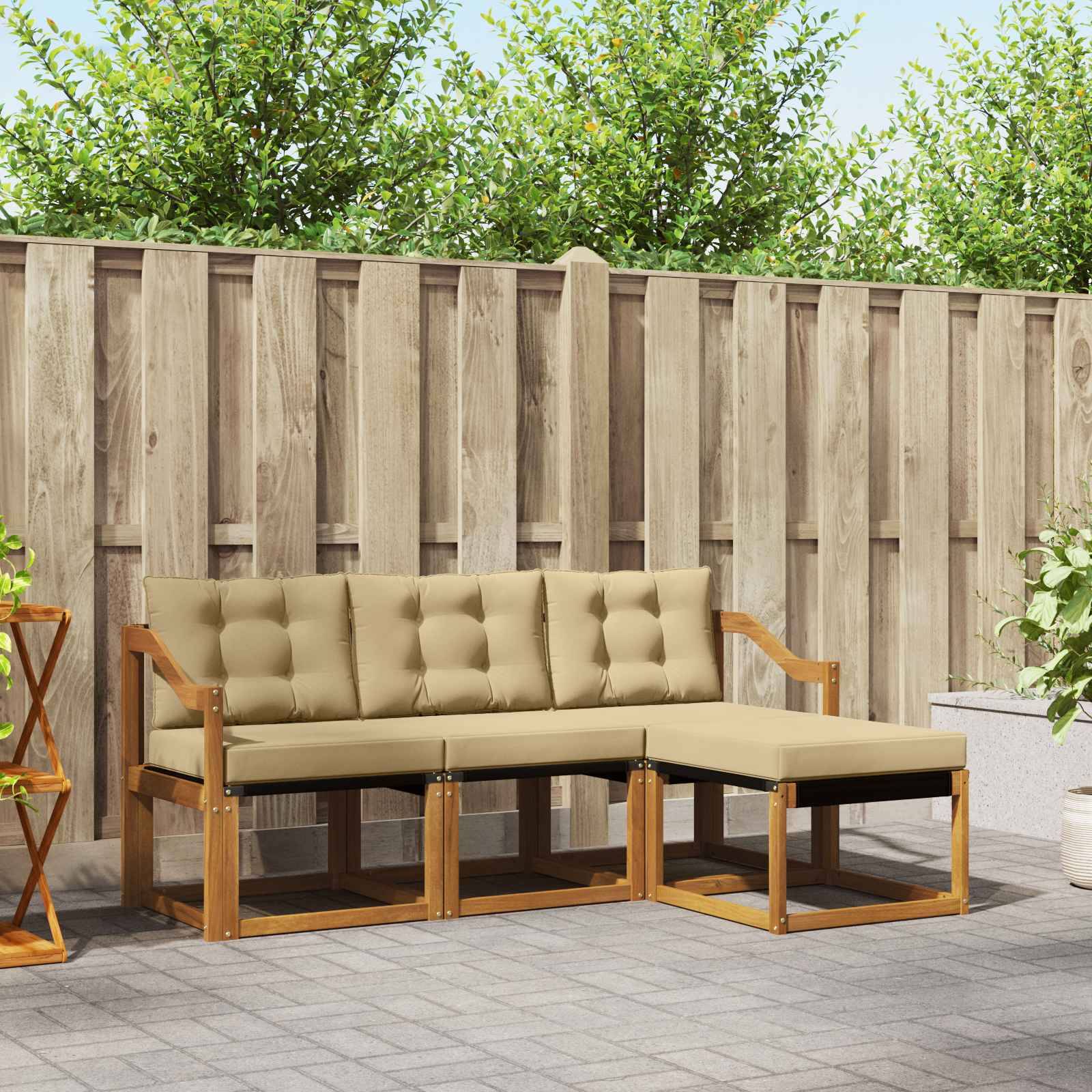vidaXL Outdoor-Sofagarnitur mit Kissen 4 pcs Natur und Beige