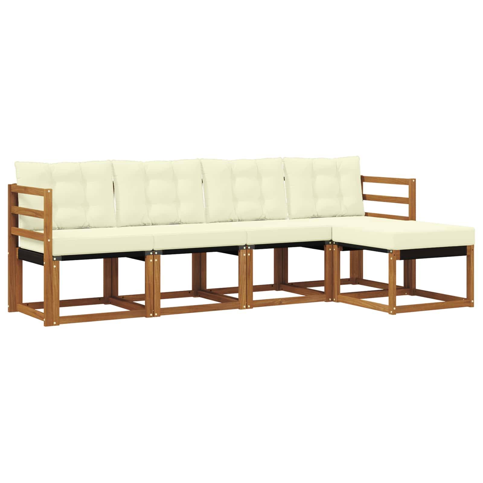vidaXL Outdoor-Sofagarnitur mit Kissen 5 pcs Natur und Creme