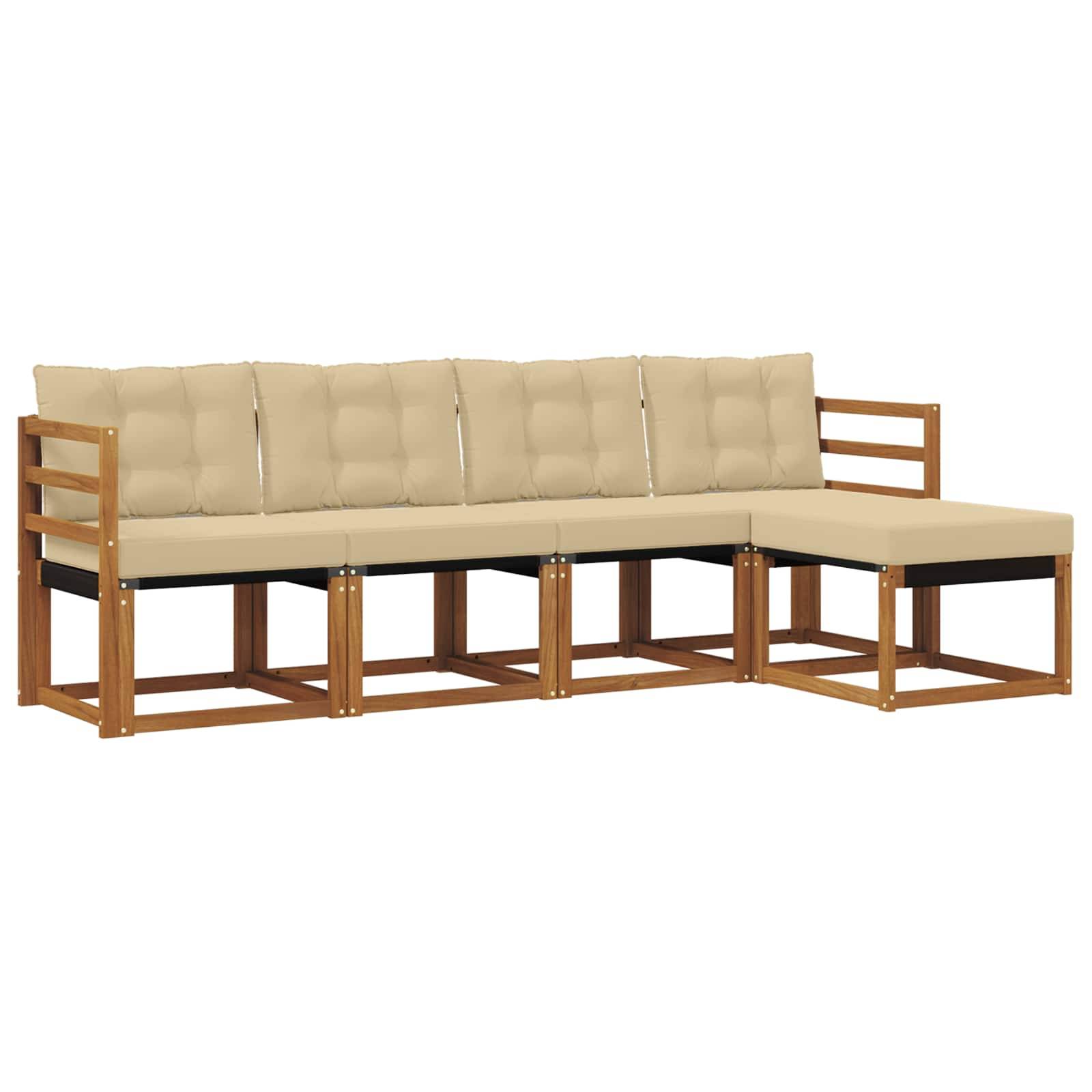 vidaXL Outdoor-Sofagarnitur mit Kissen 5 pcs Natur und Beige