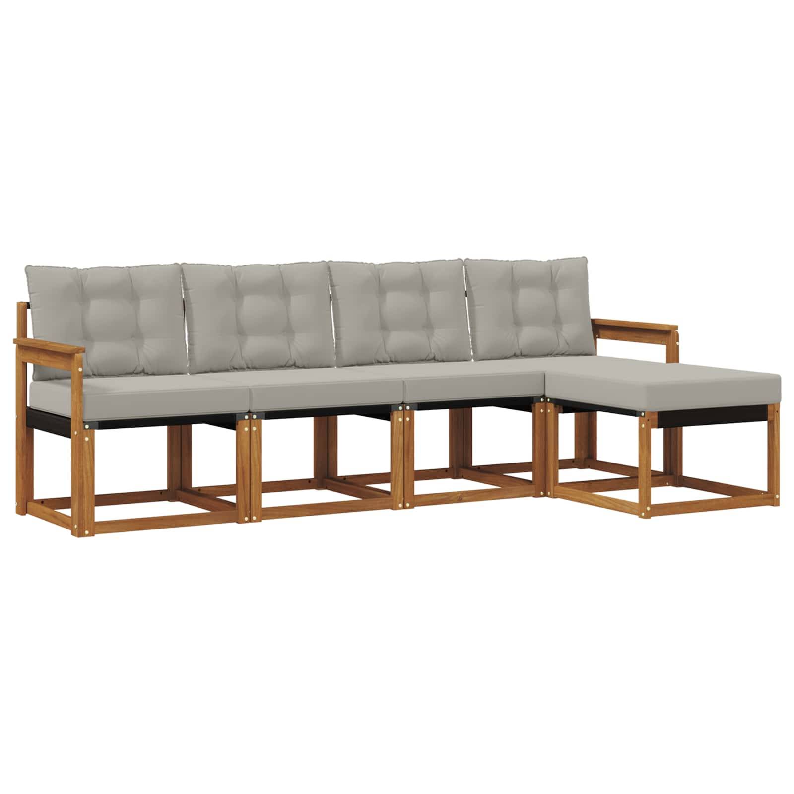 vidaXL Outdoor-Sofagarnitur mit Kissen 5 pcs Natürlich und Hellgrau