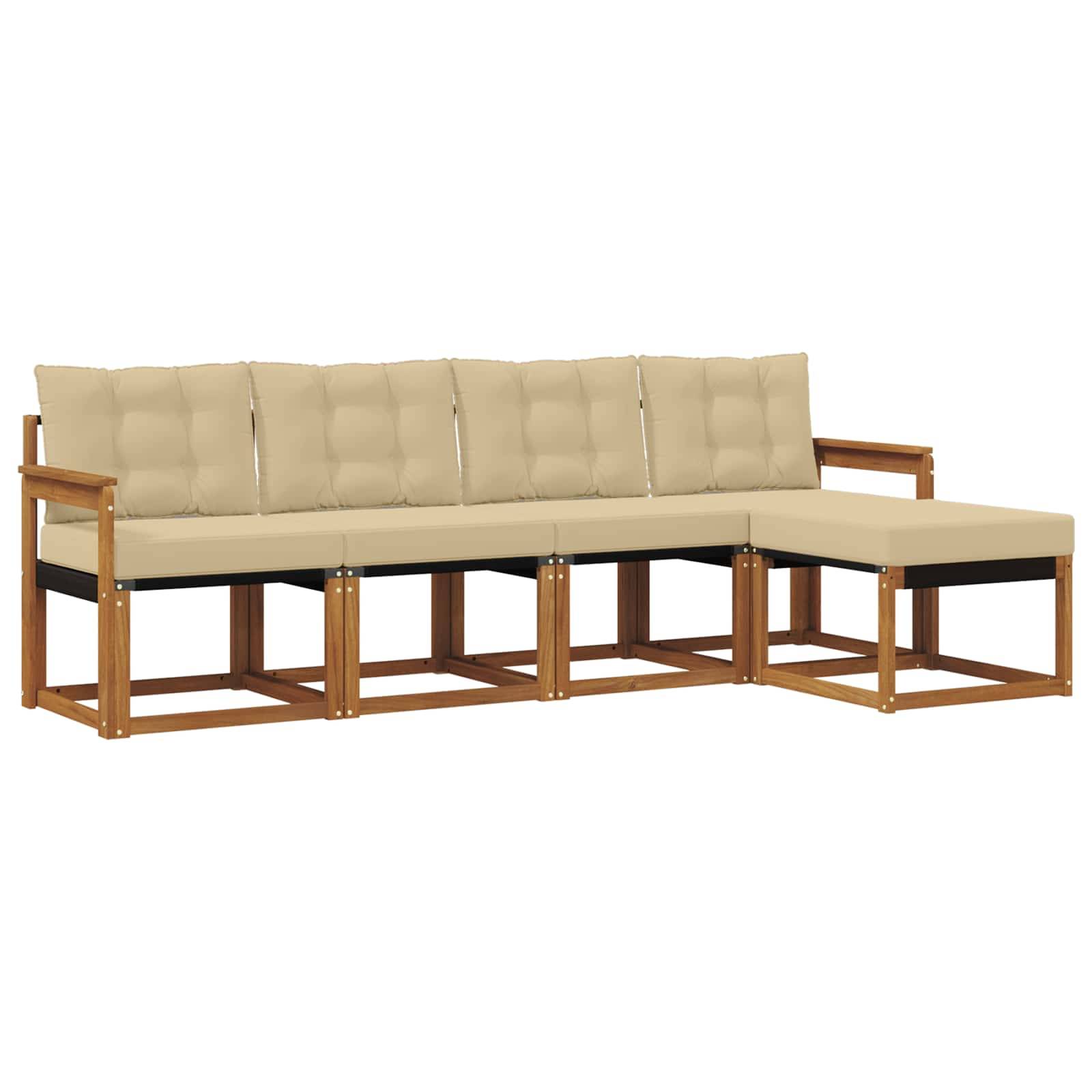 vidaXL Outdoor-Sofagarnitur mit Kissen 5 pcs Natur und Beige