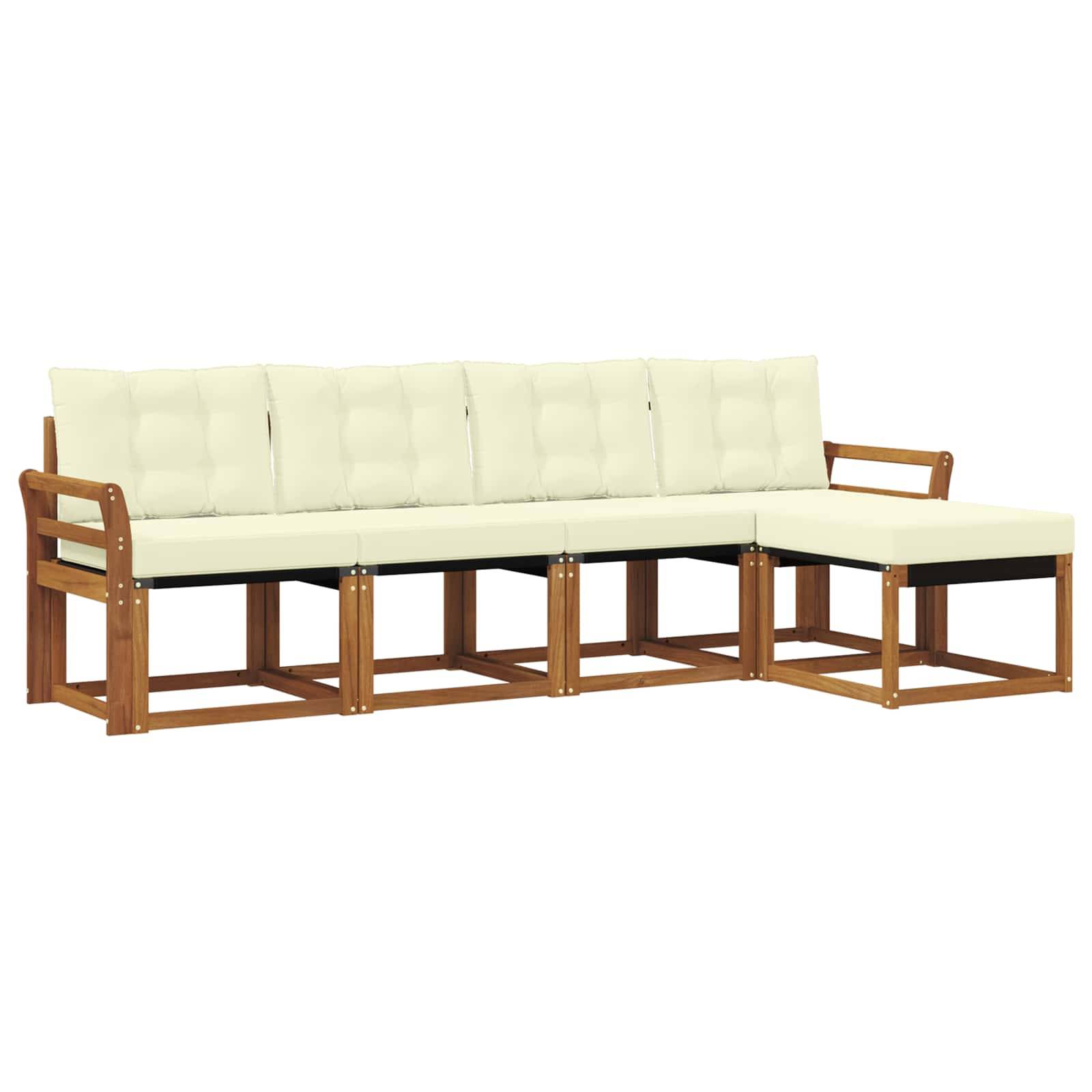 vidaXL Outdoor-Sofagarnitur mit Kissen 5 pcs Natur und Creme