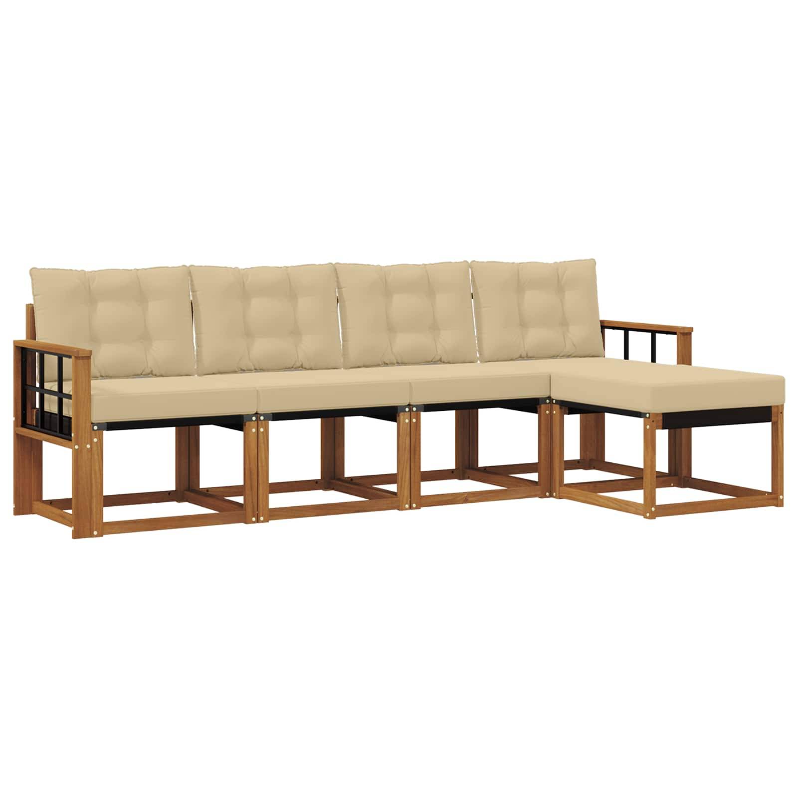 vidaXL Outdoor-Sofagarnitur mit Kissen 5 pcs Natur und Beige