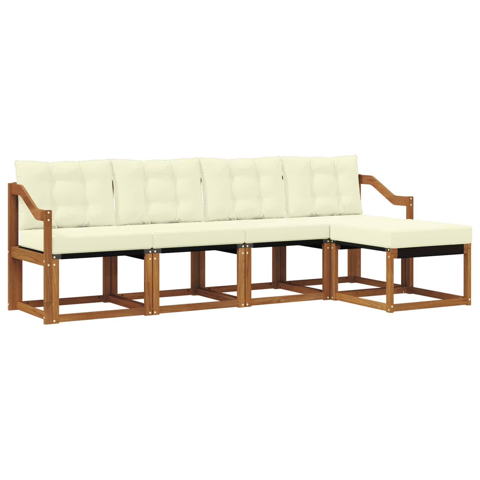 vidaXL Outdoor-Sofagarnitur mit Kissen 5 pcs Natur und Creme