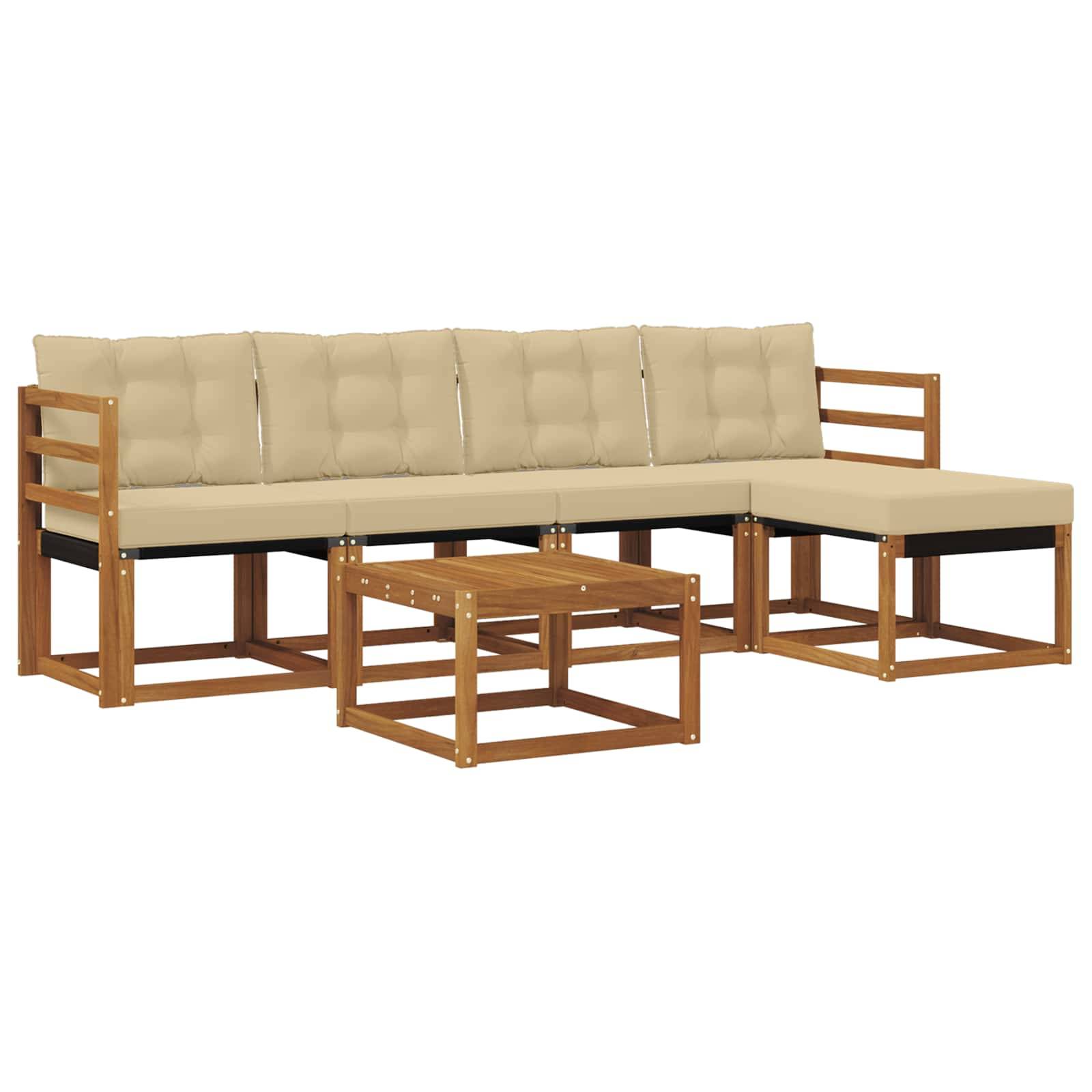 vidaXL Outdoor-Sofagarnitur mit Kissen 6 pcs Natur und Beige