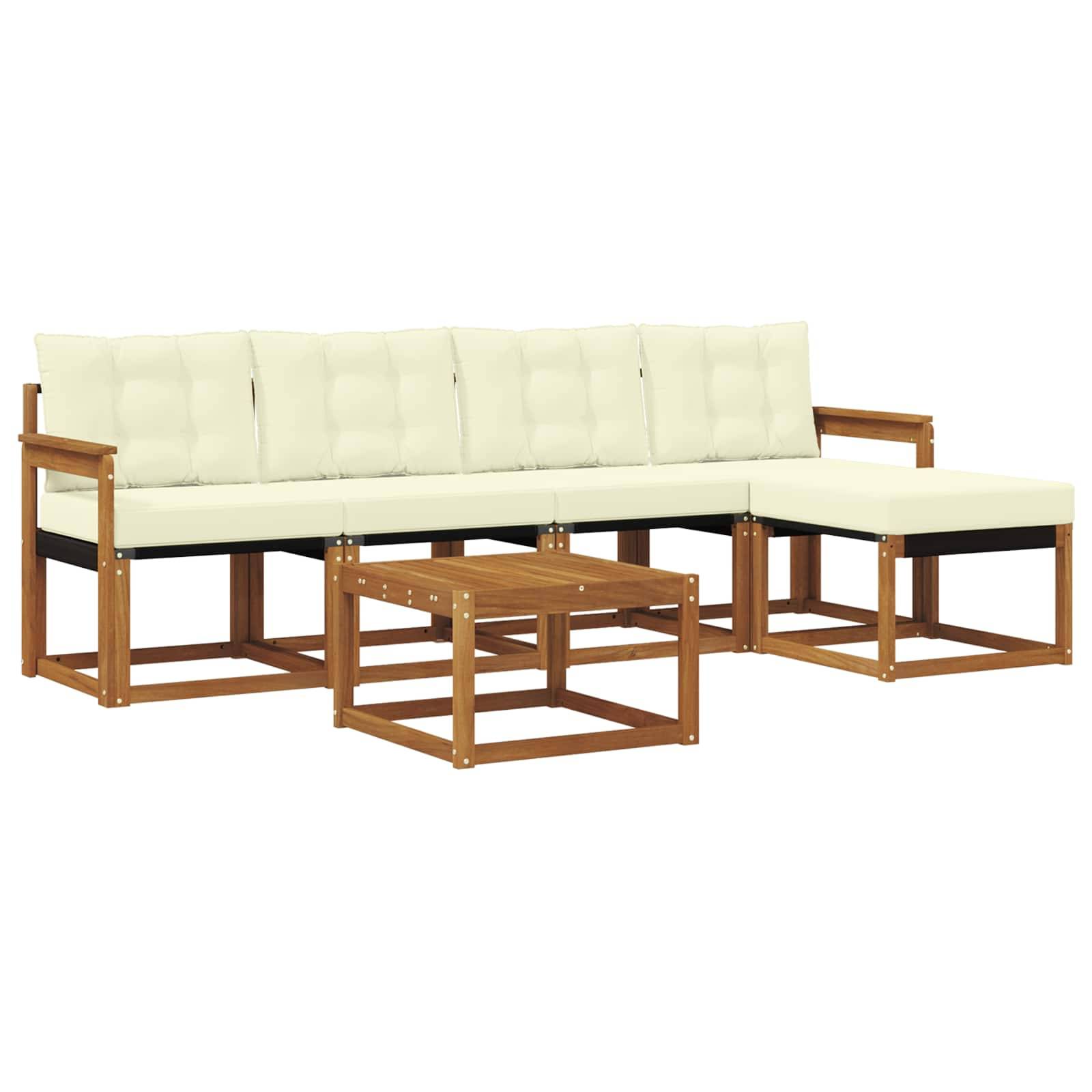 vidaXL Outdoor-Sofagarnitur mit Kissen 6 pcs Natur und Creme