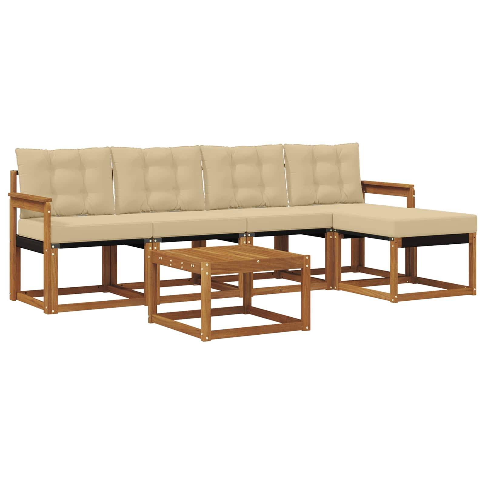 vidaXL Outdoor-Sofagarnitur mit Kissen 6 pcs Natur und Beige