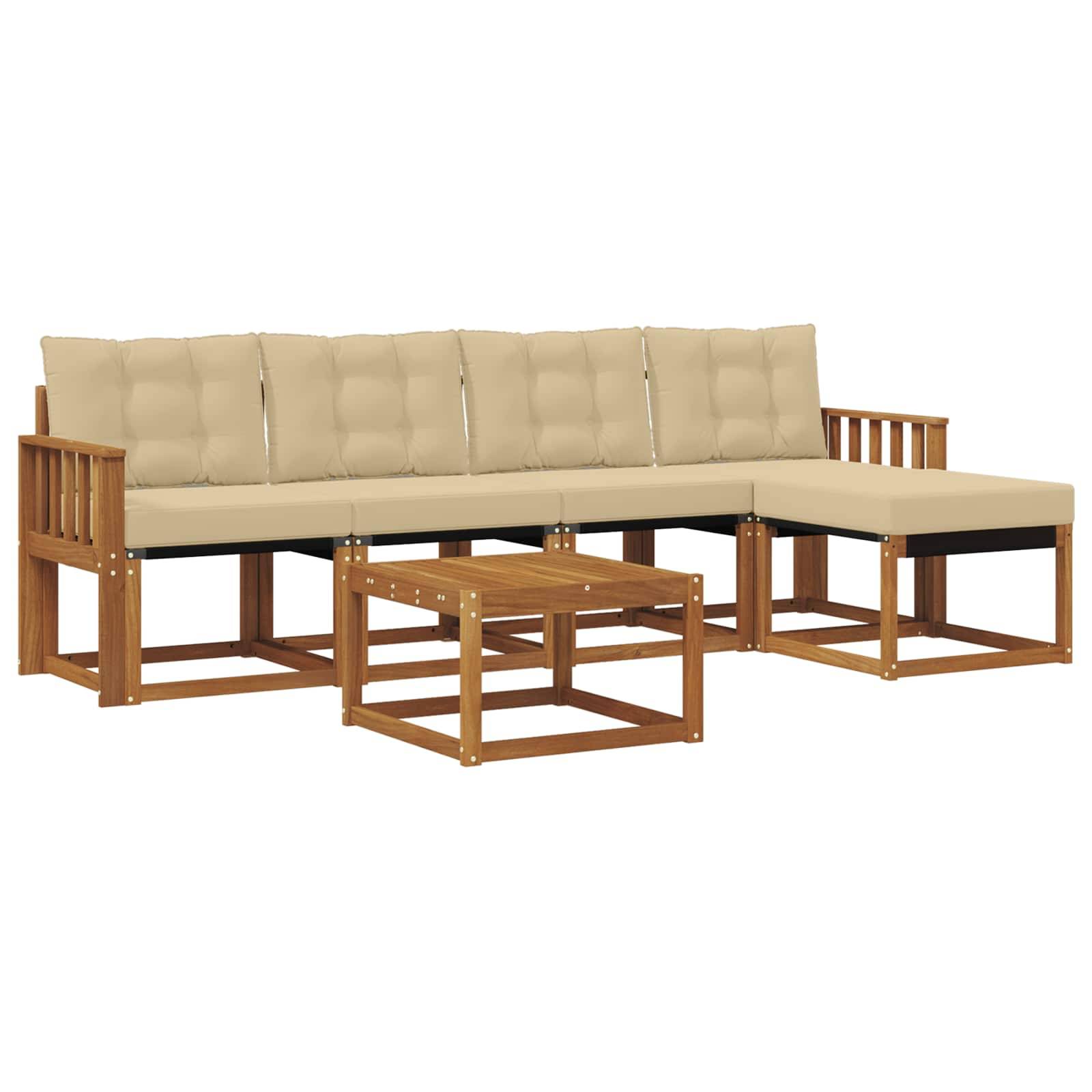 vidaXL Outdoor-Sofagarnitur mit Kissen 6 pcs Natur und Beige