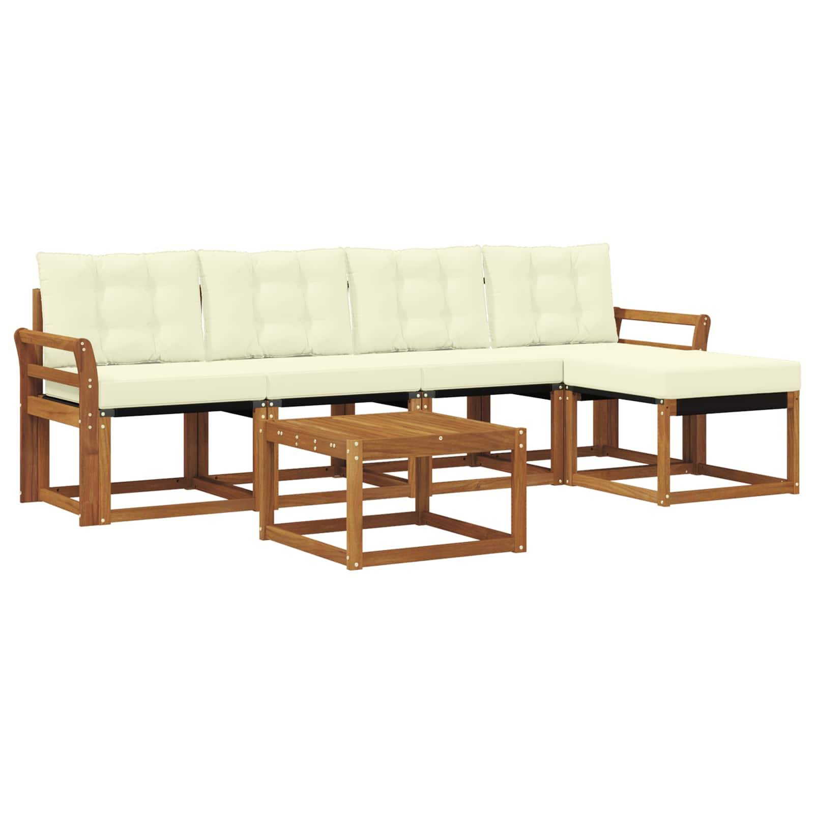 vidaXL Outdoor-Sofagarnitur mit Kissen 6 pcs Natur und Creme