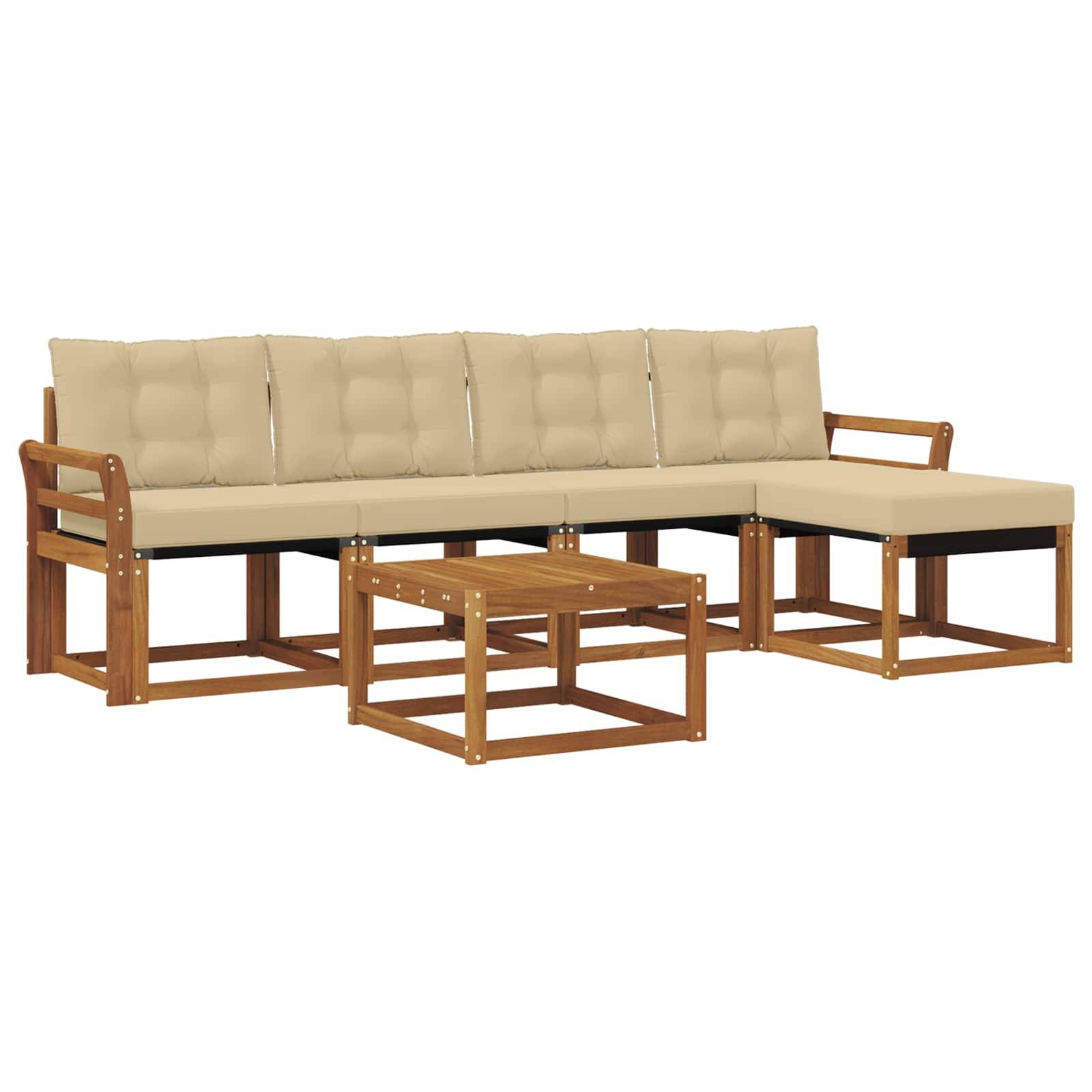 vidaXL Outdoor-Sofagarnitur mit Kissen 6 pcs Natur und Beige