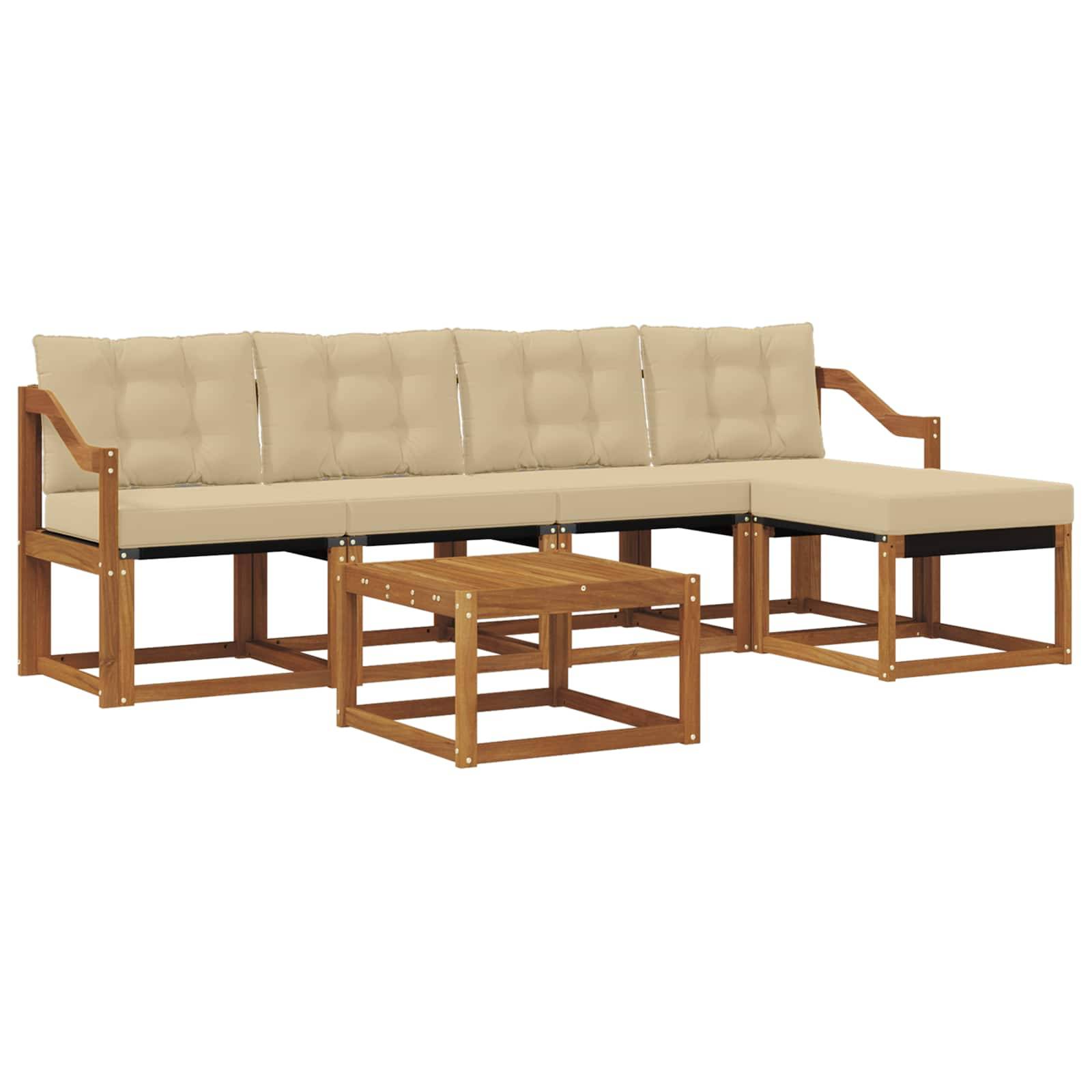 vidaXL Outdoor-Sofagarnitur mit Kissen 6 pcs Natur und Beige