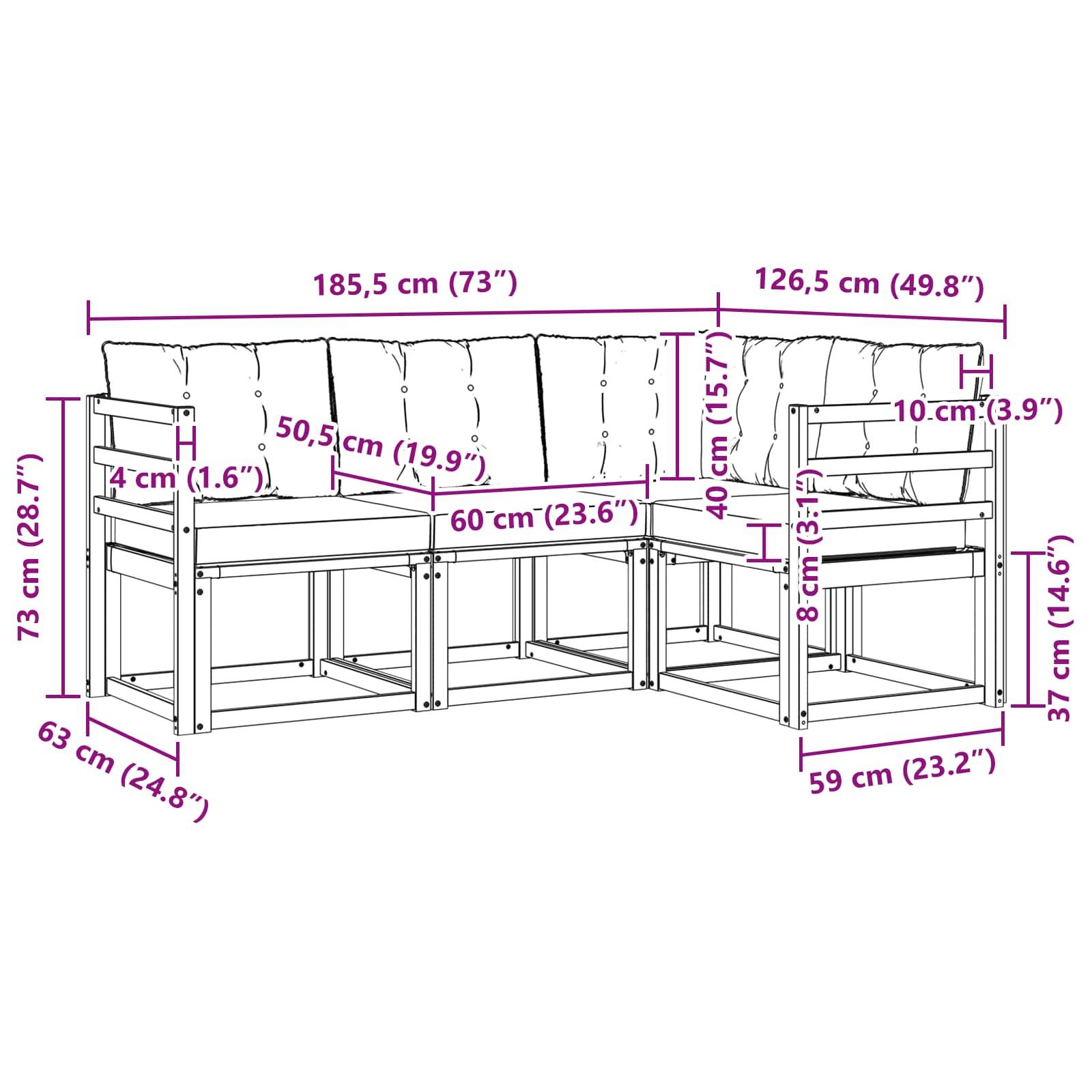 vidaXL Outdoor-Sofagarnitur mit Kissen 4 pcs Weiß und Beige
