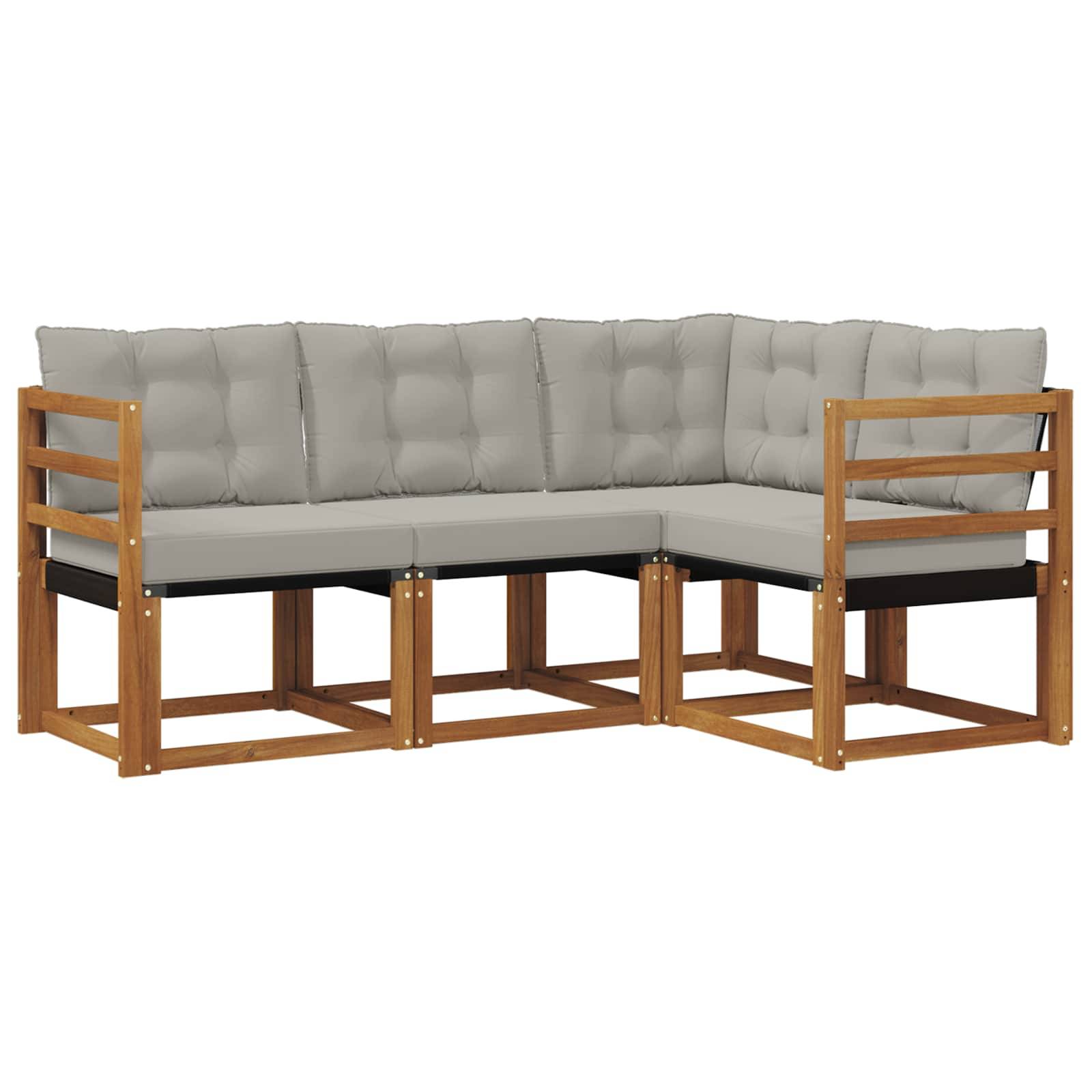 vidaXL Outdoor-Sofagarnitur mit Kissen 4 pcs Natürlich und Hellgrau