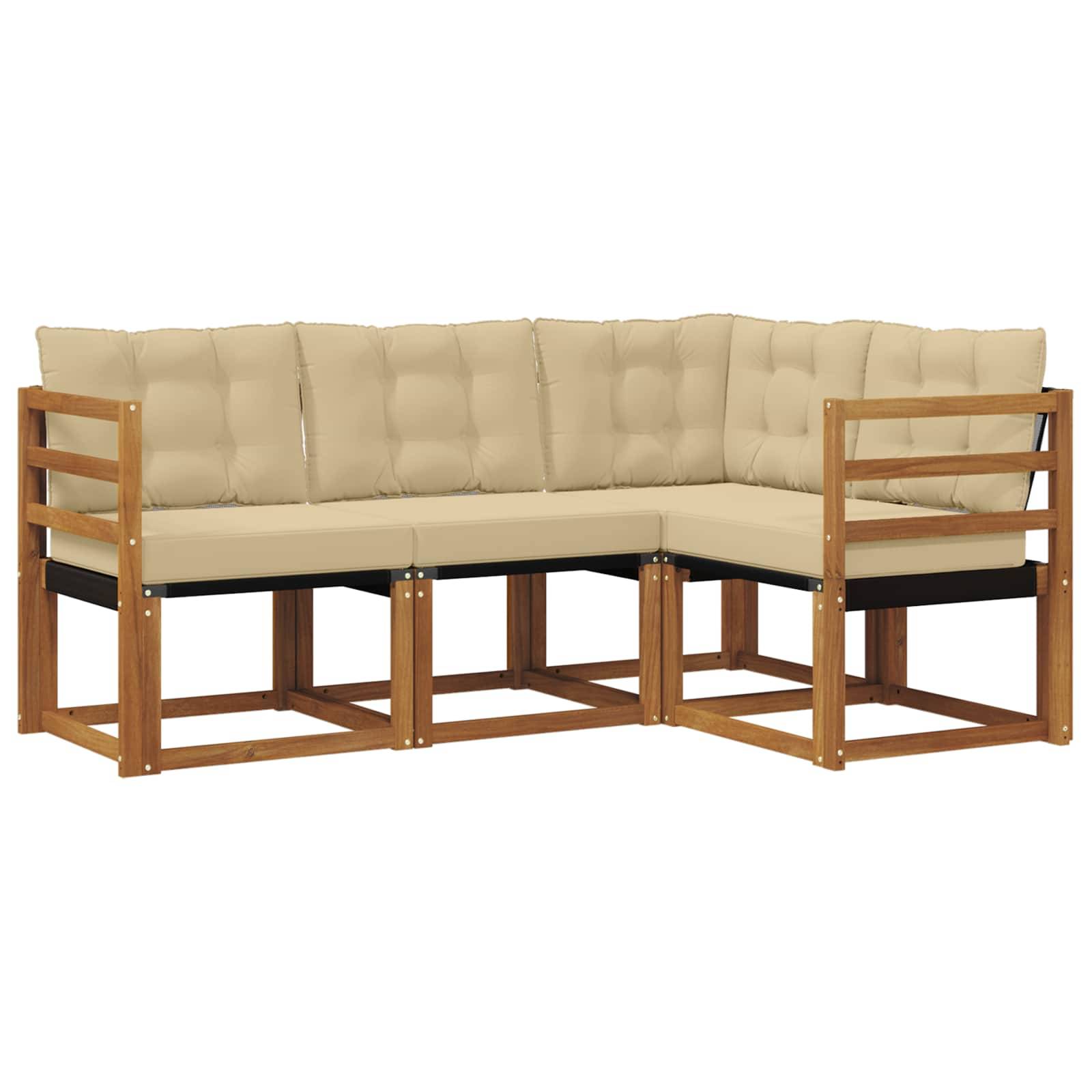 vidaXL Outdoor-Sofagarnitur mit Kissen 4 pcs Natur und Beige