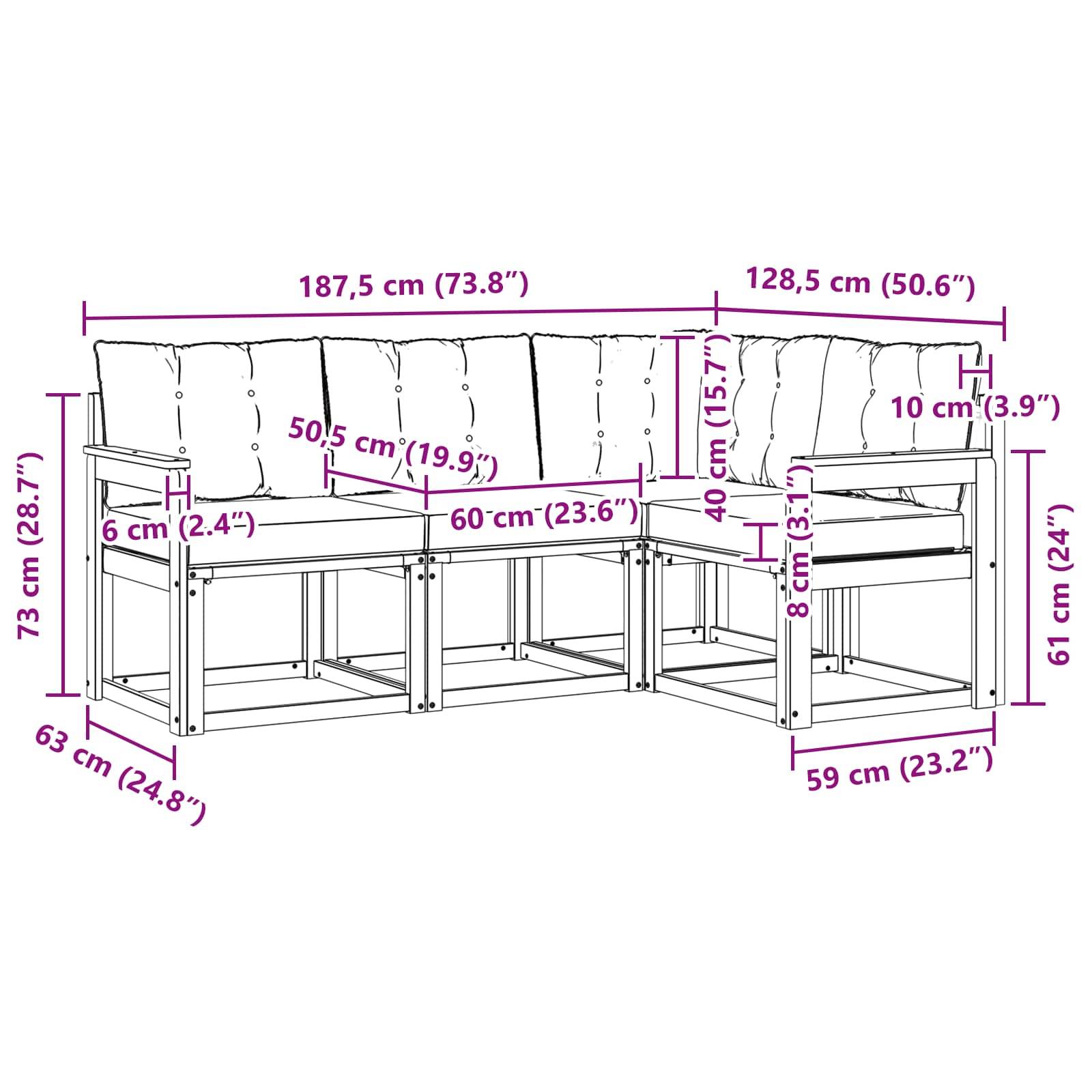 vidaXL Outdoor-Sofagarnitur mit Kissen 4 pcs Weiß und Beige