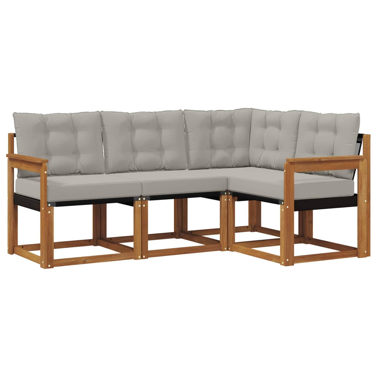 vidaXL Outdoor-Sofagarnitur mit Kissen 4 pcs Natürlich und Hellgrau