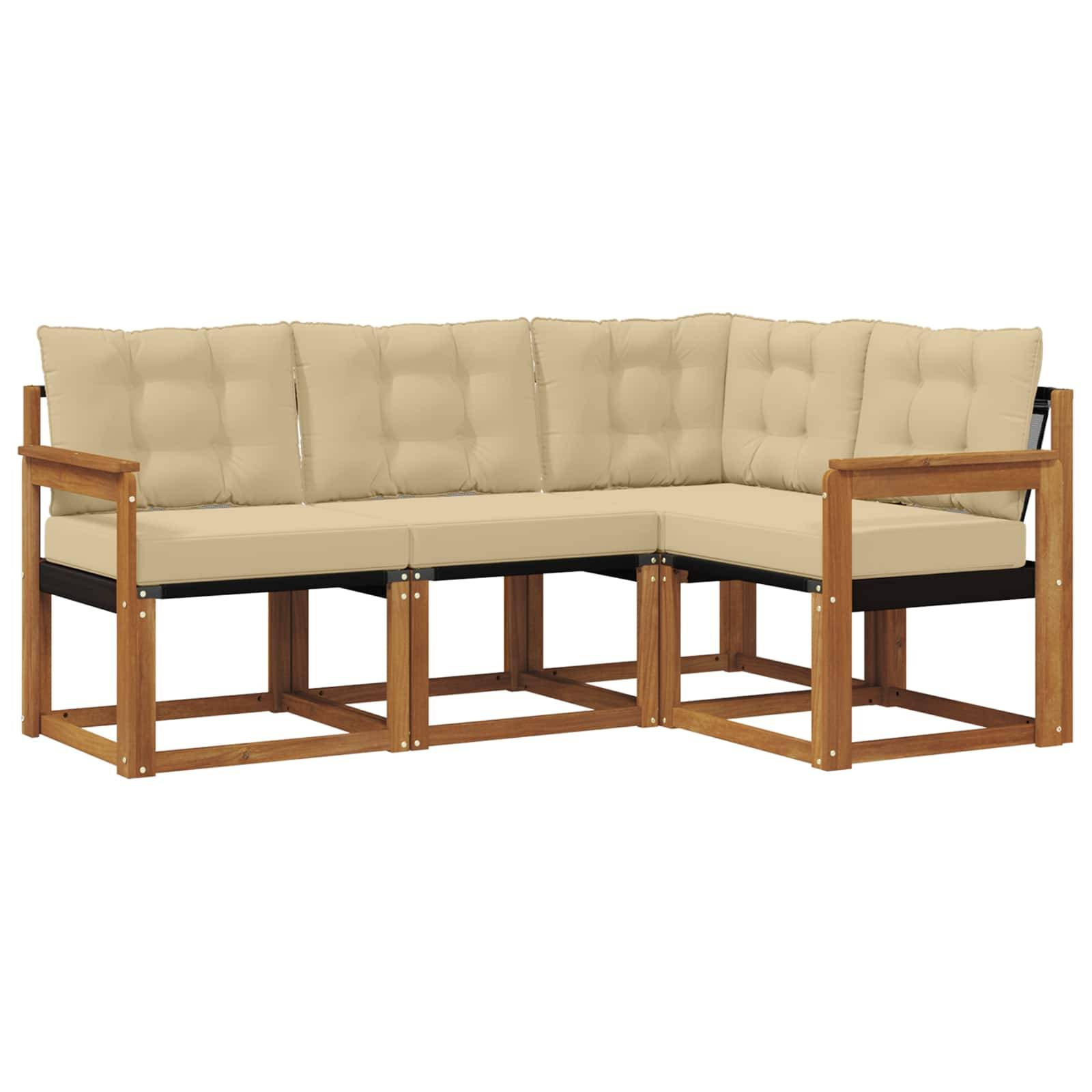 vidaXL Outdoor-Sofagarnitur mit Kissen 4 pcs Natur und Beige
