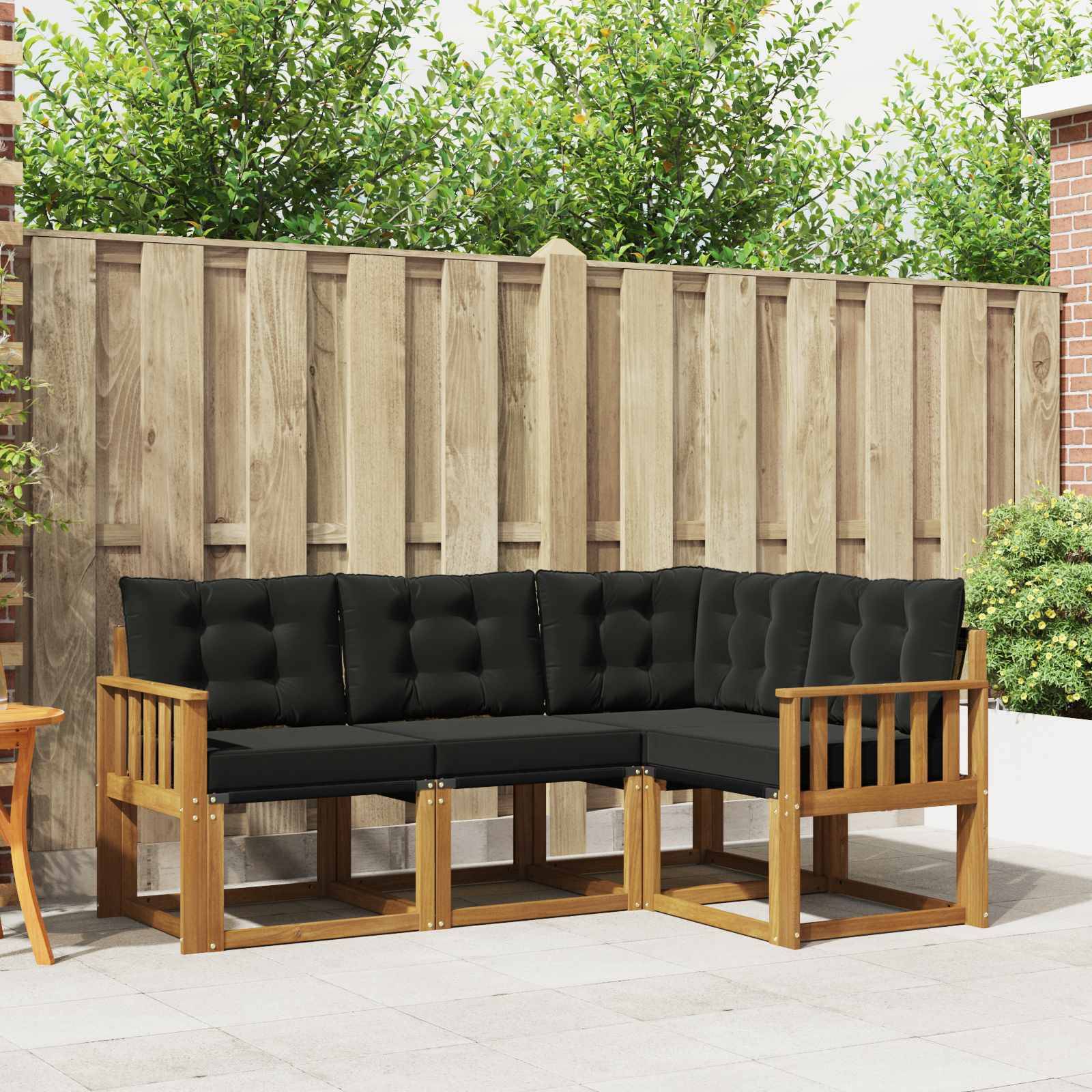 vidaXL Outdoor-Sofagarnitur mit Kissen 4 pcs Natürlich und Schwarz