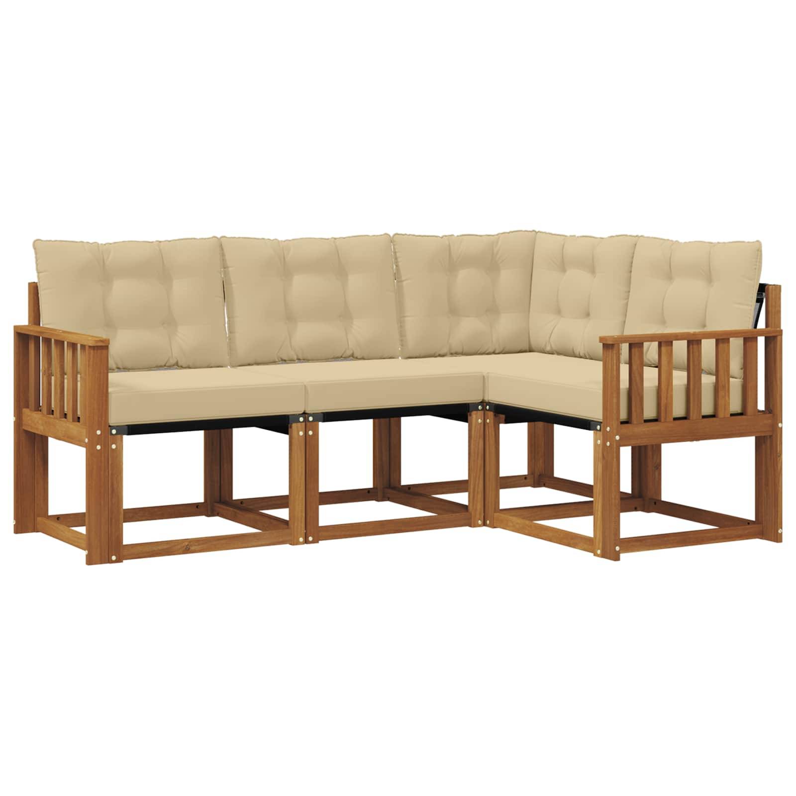 vidaXL Outdoor-Sofagarnitur mit Kissen 4 pcs Natur und Beige