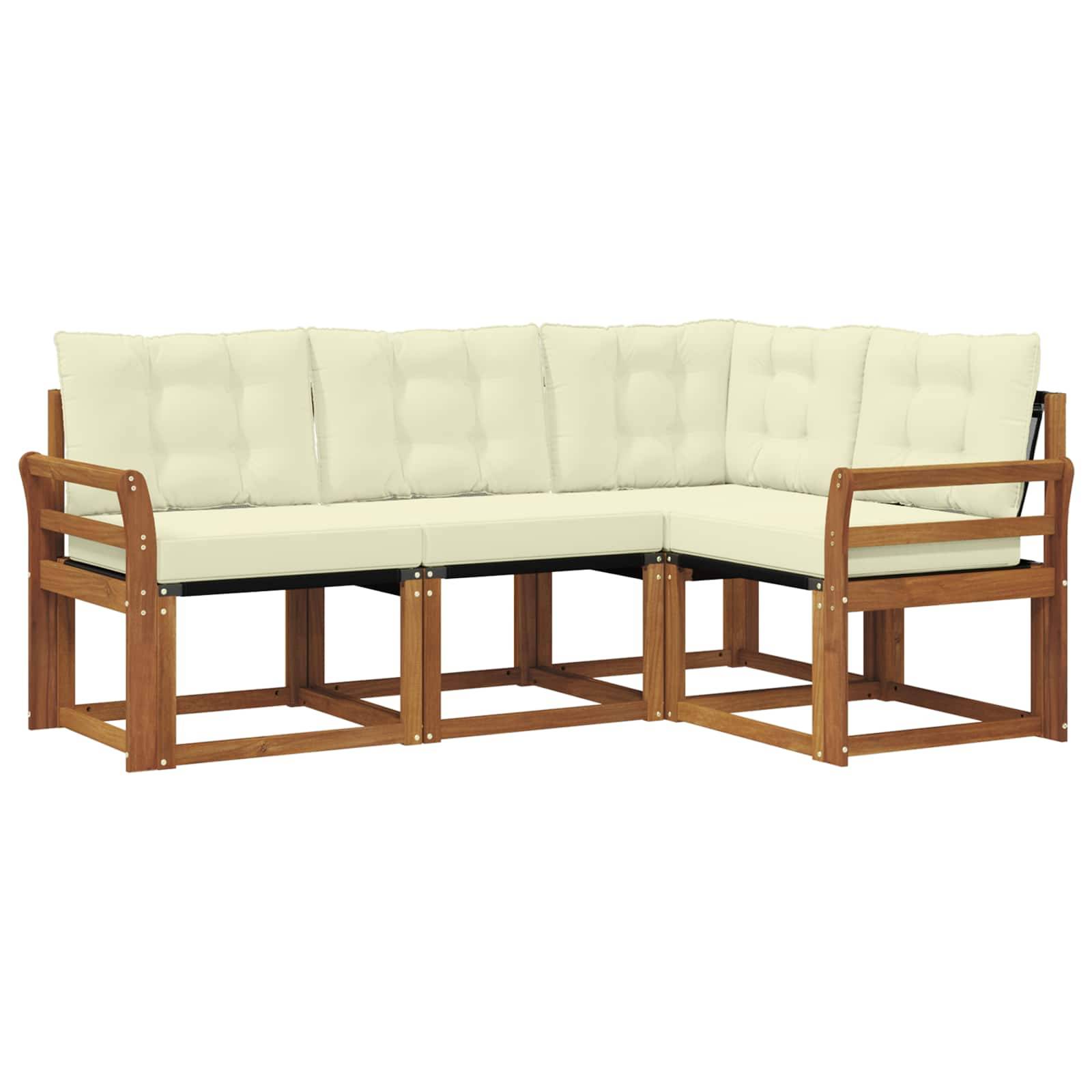 vidaXL Outdoor-Sofagarnitur mit Kissen 4 pcs Natur und Creme