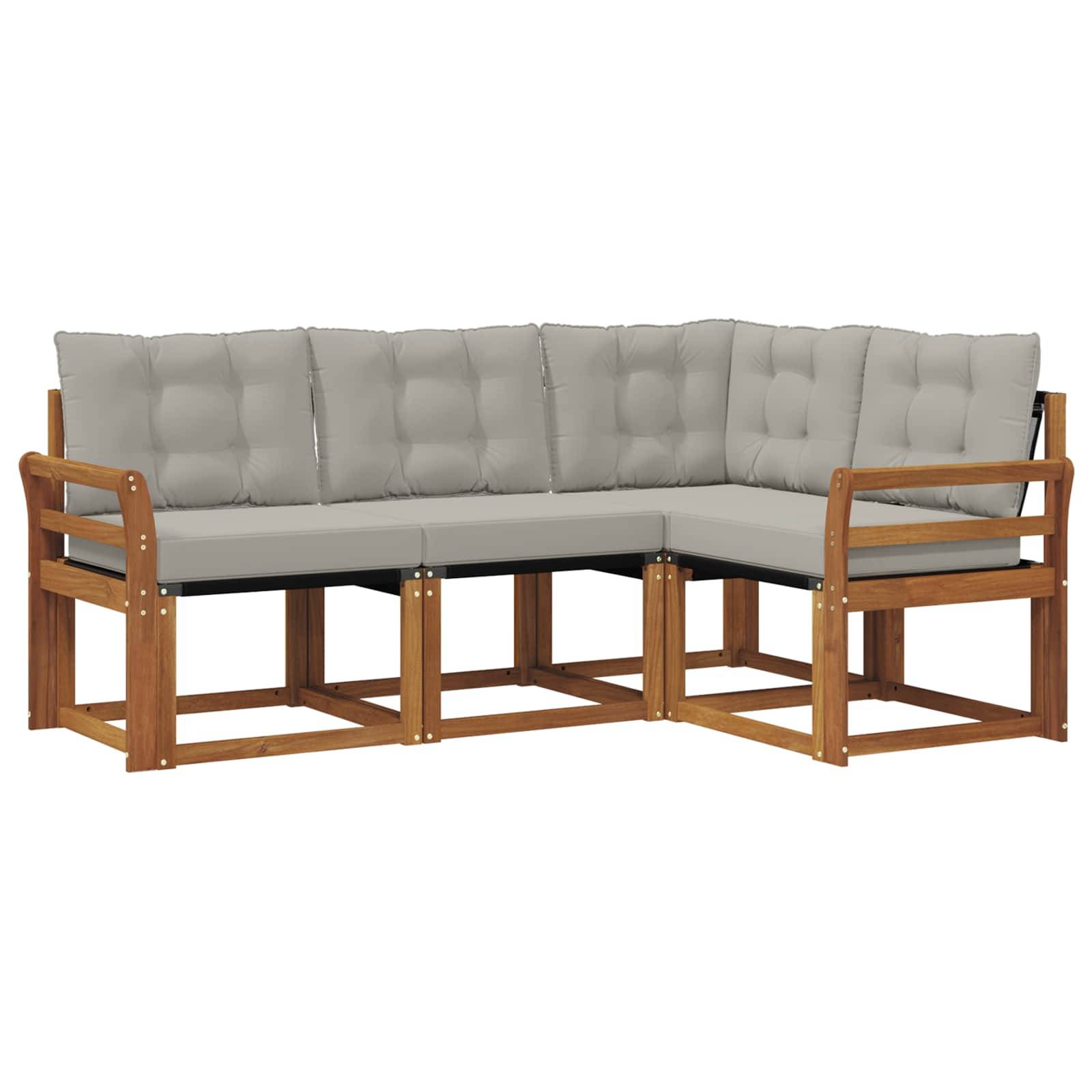 vidaXL Outdoor-Sofagarnitur mit Kissen 4 pcs Natürlich und Hellgrau