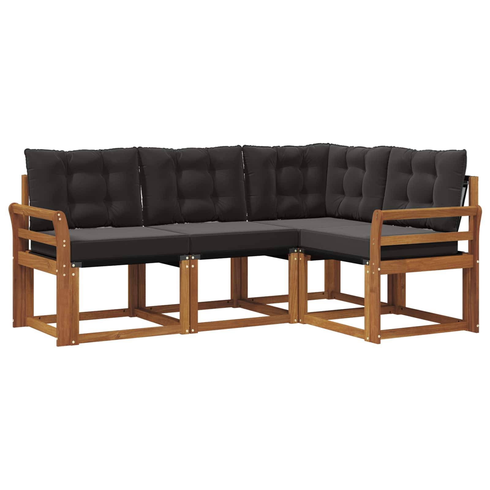 vidaXL Outdoor-Sofagarnitur mit Kissen 4 pcs Natürlich und Schwarz