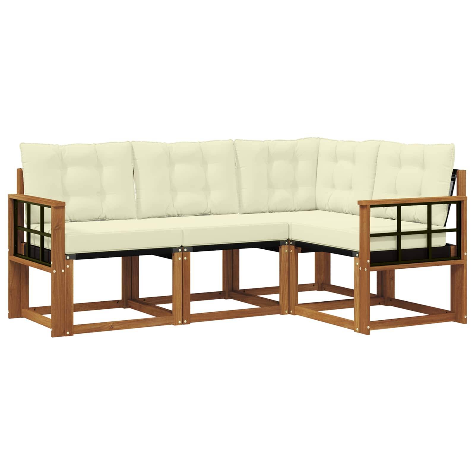 vidaXL Outdoor-Sofagarnitur mit Kissen 4 pcs Natur und Creme