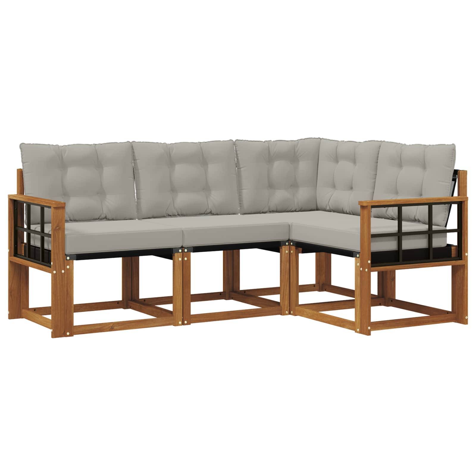 vidaXL Outdoor-Sofagarnitur mit Kissen 4 pcs Natürlich und Hellgrau
