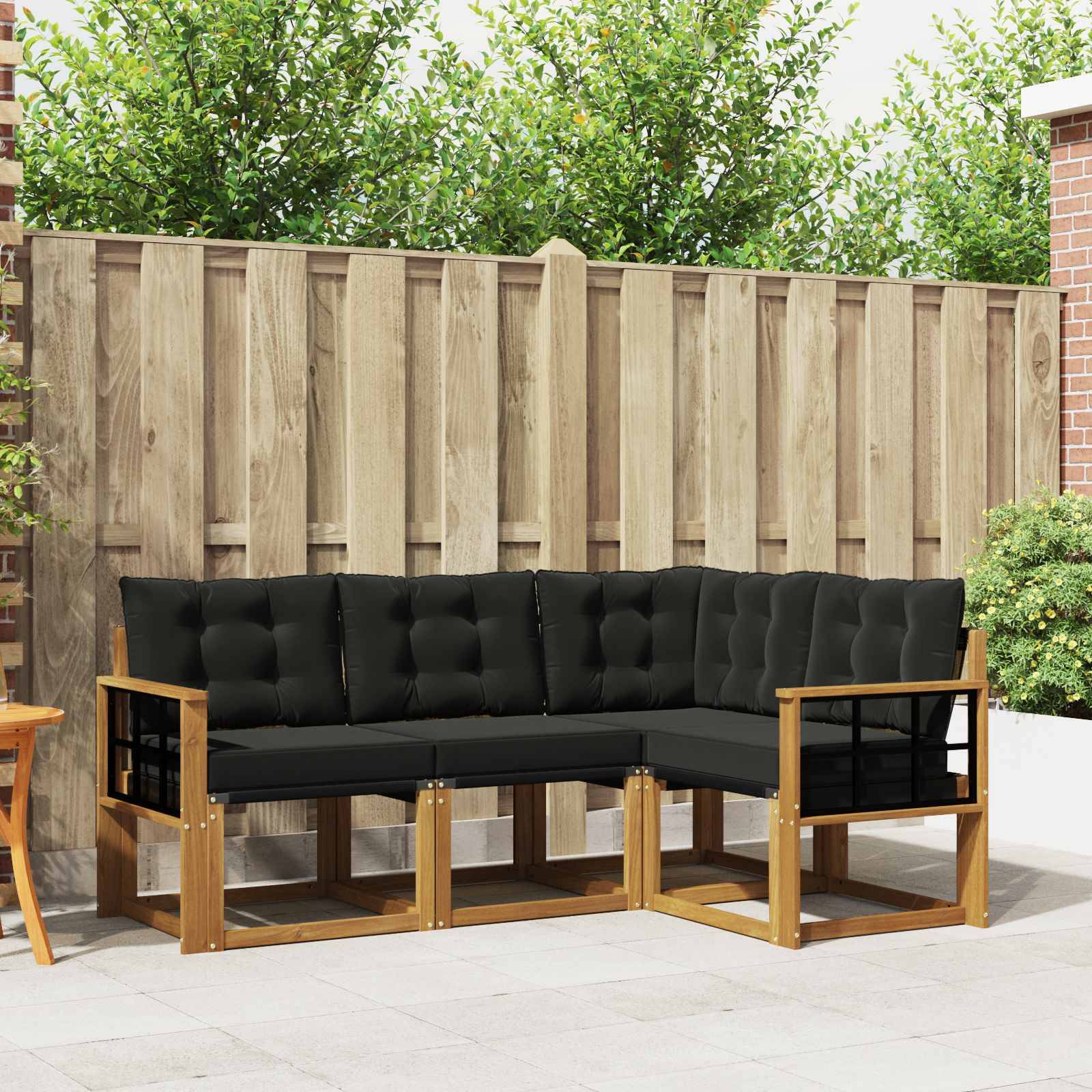 vidaXL Outdoor-Sofagarnitur mit Kissen 4 pcs Natürlich und Schwarz