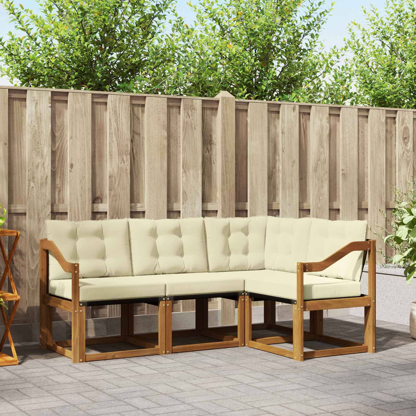 vidaXL Outdoor-Sofagarnitur mit Kissen 4 pcs Natur und Creme