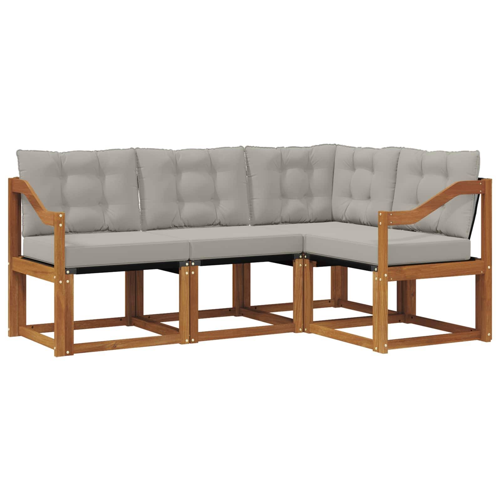 vidaXL Outdoor-Sofagarnitur mit Kissen 4 pcs Natürlich und Hellgrau