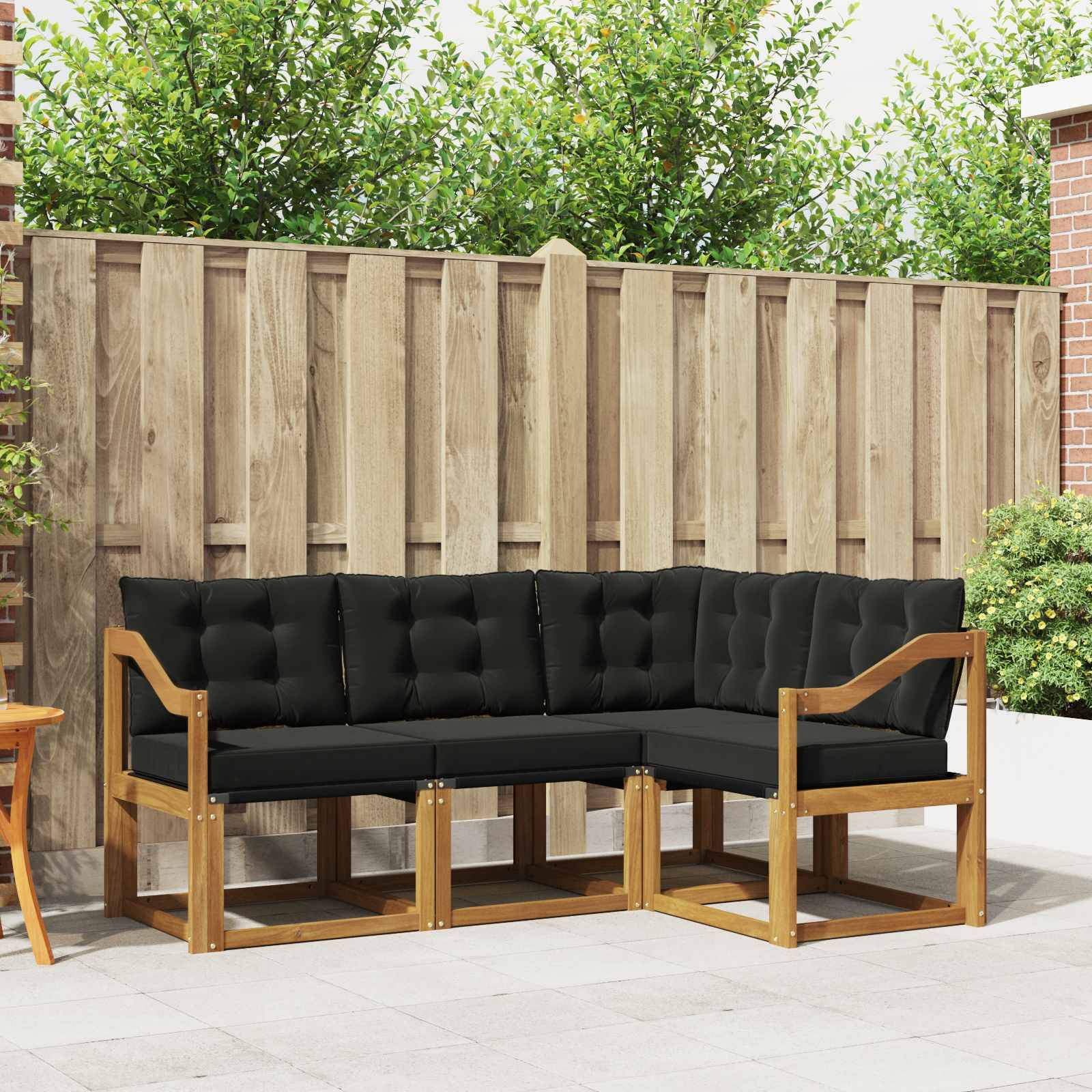 vidaXL Outdoor-Sofagarnitur mit Kissen 4 pcs Natürlich und Schwarz