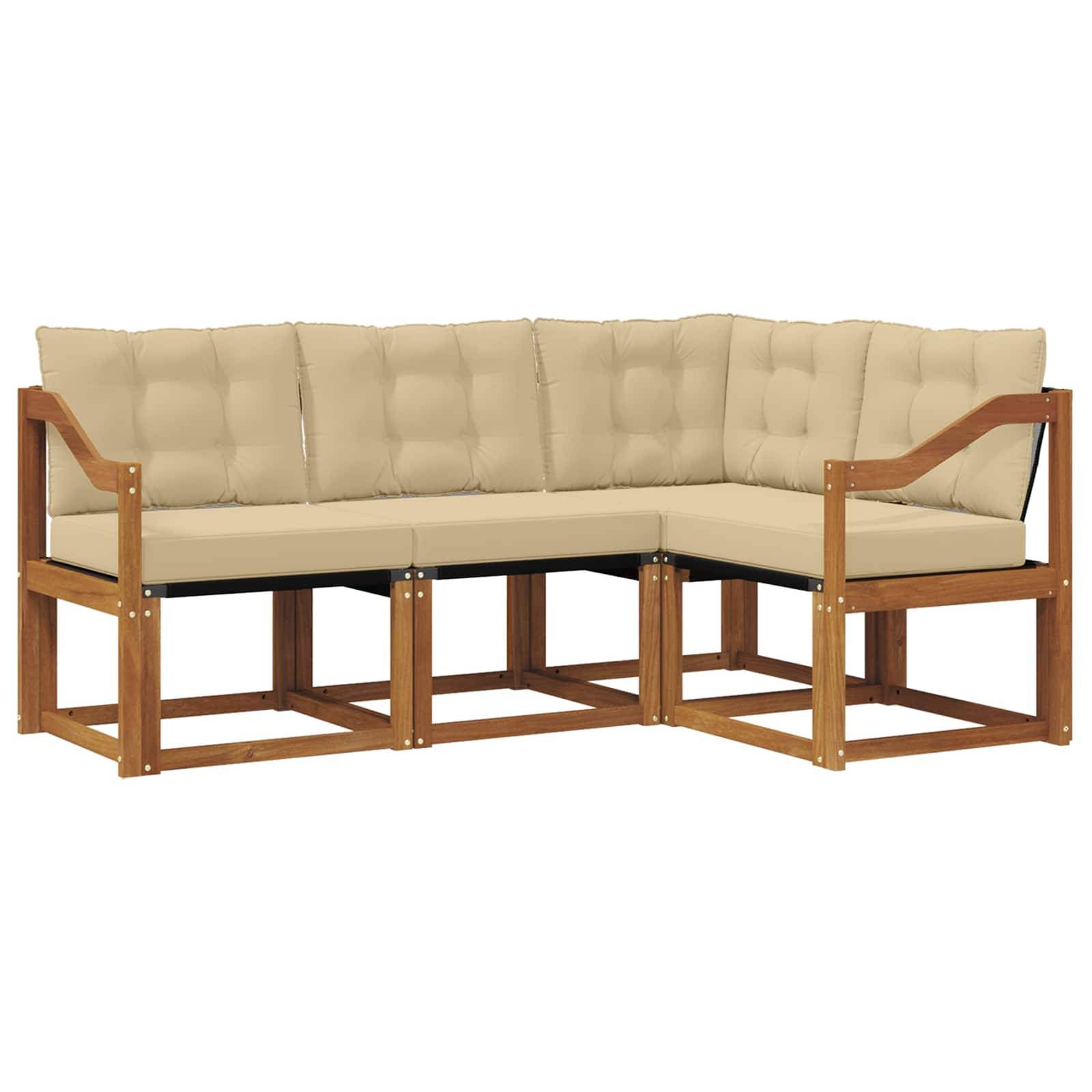 vidaXL Outdoor-Sofagarnitur mit Kissen 4 pcs Natur und Beige