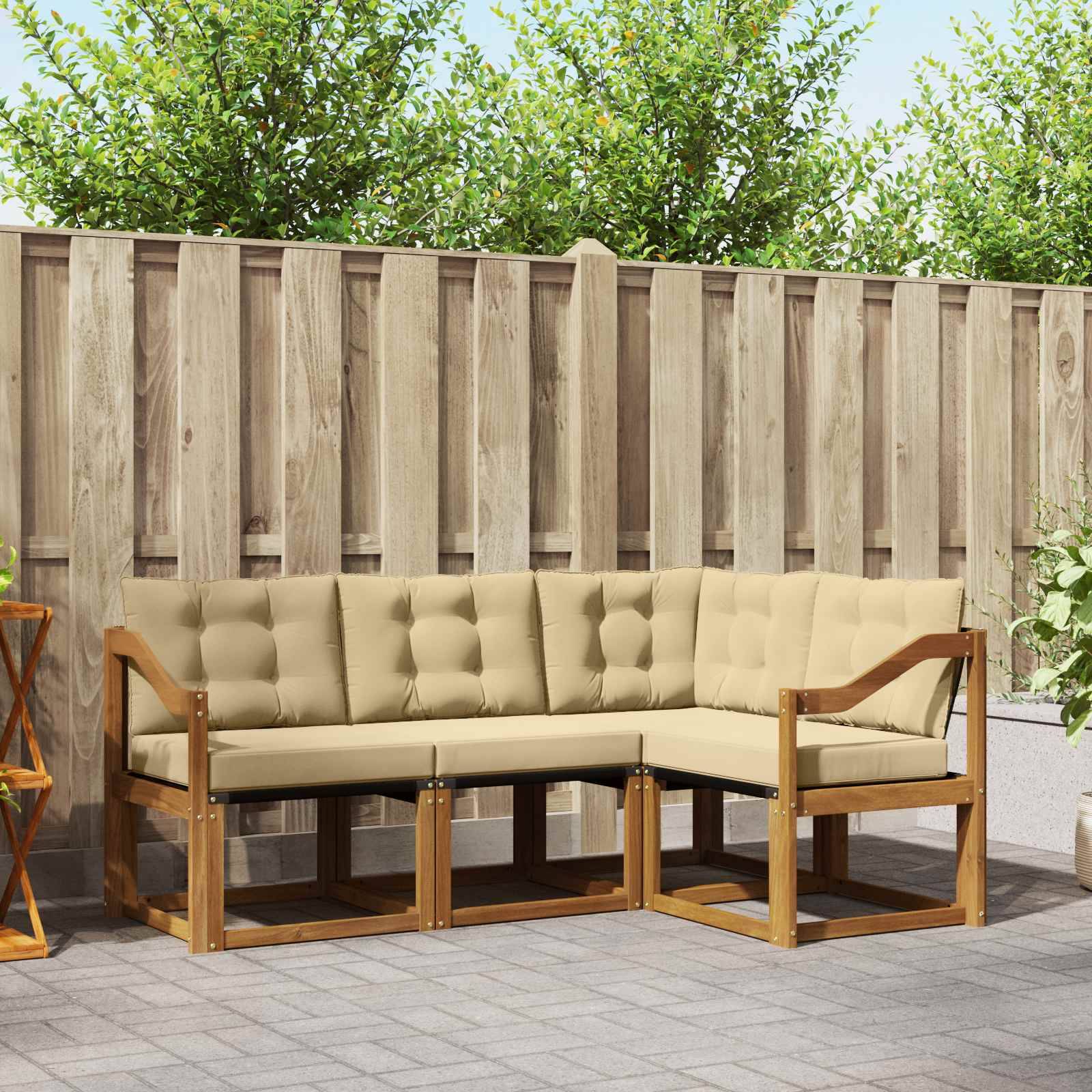 vidaXL Outdoor-Sofagarnitur mit Kissen 4 pcs Natur und Beige