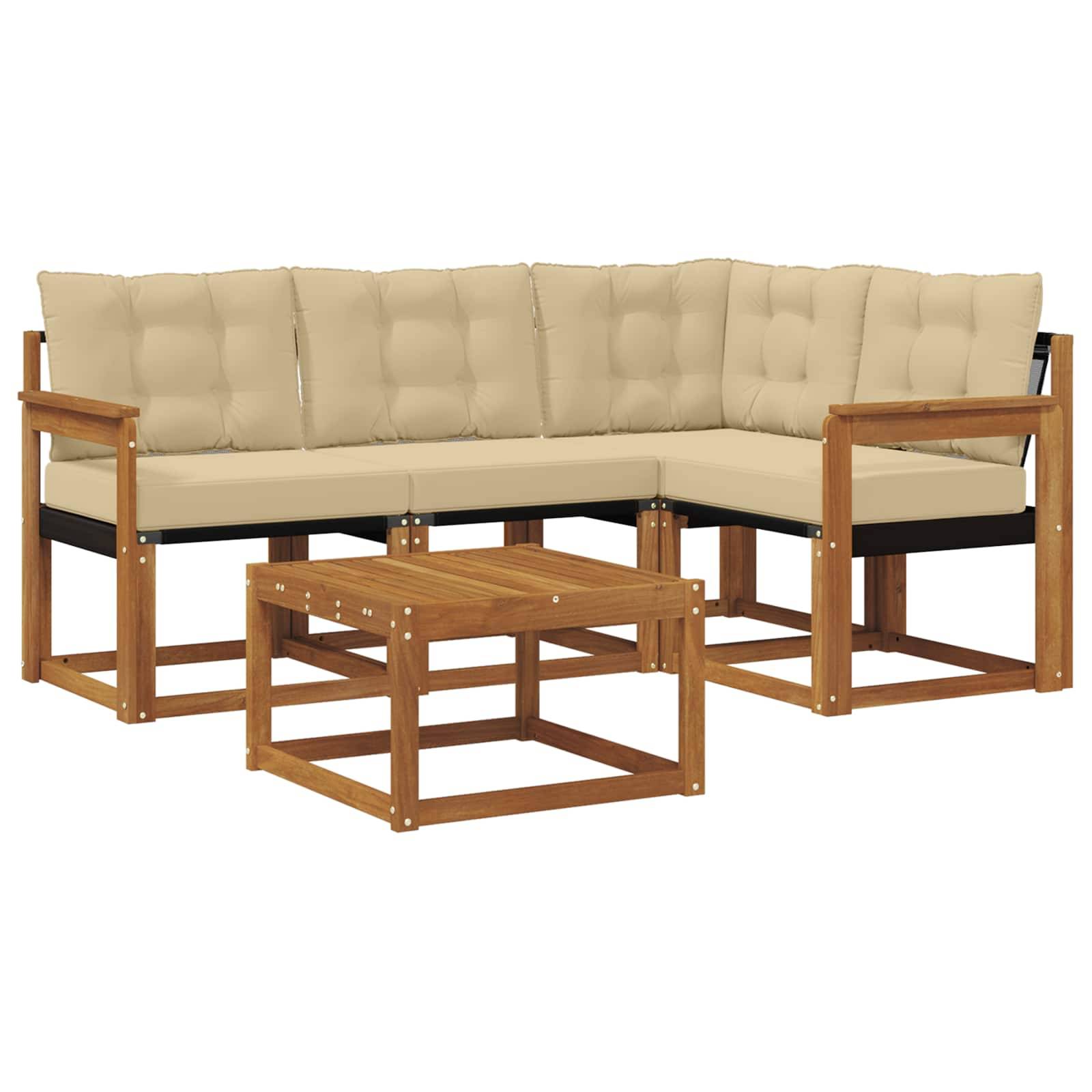 vidaXL Outdoor-Sofagarnitur mit Kissen 5 pcs Natur und Beige