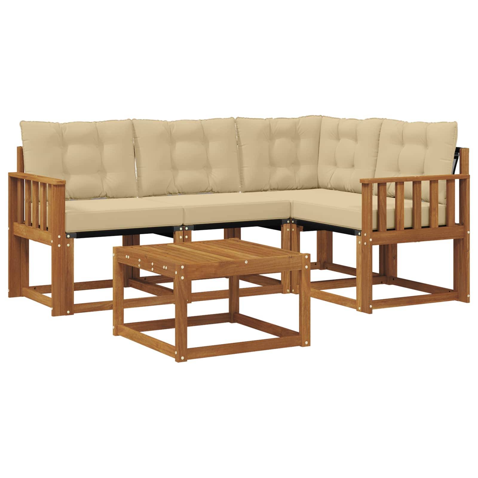 vidaXL Outdoor-Sofagarnitur mit Kissen 5 pcs Natur und Beige