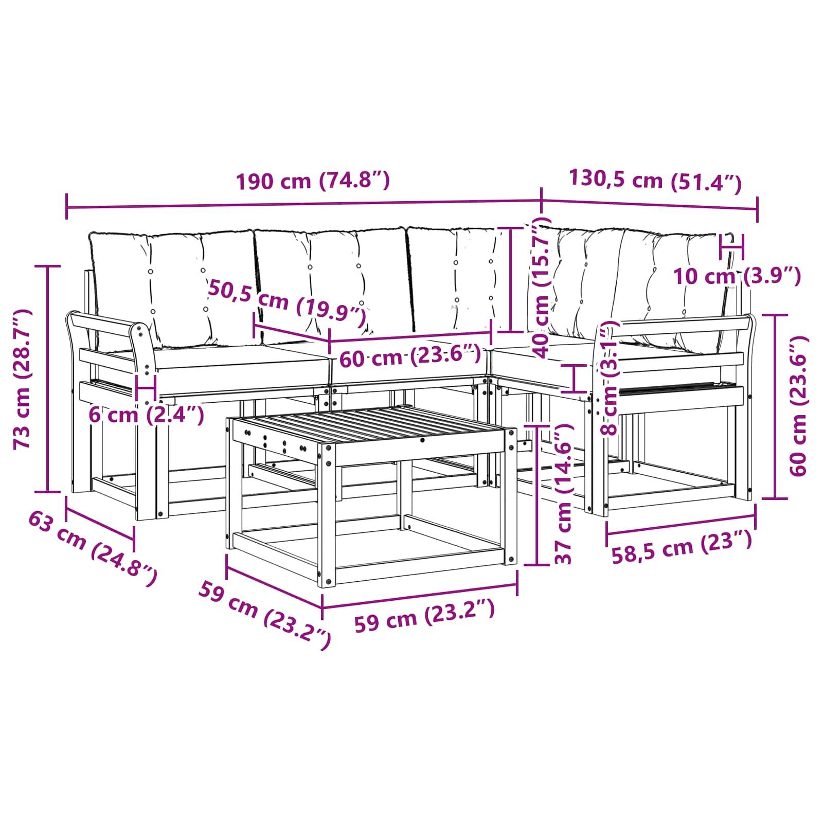 vidaXL Outdoor-Sofagarnitur mit Kissen 5 pcs Weiß und Hellgrau