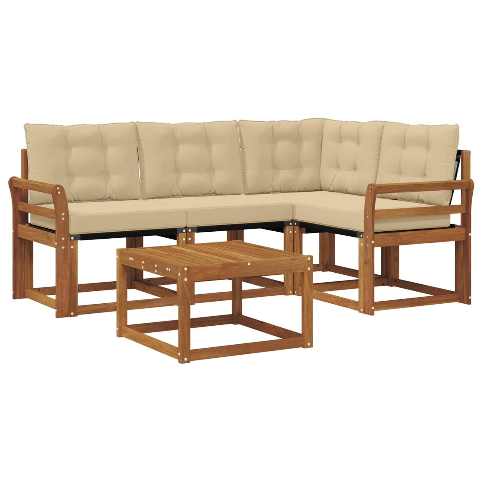 vidaXL Outdoor-Sofagarnitur mit Kissen 5 pcs Natur und Beige