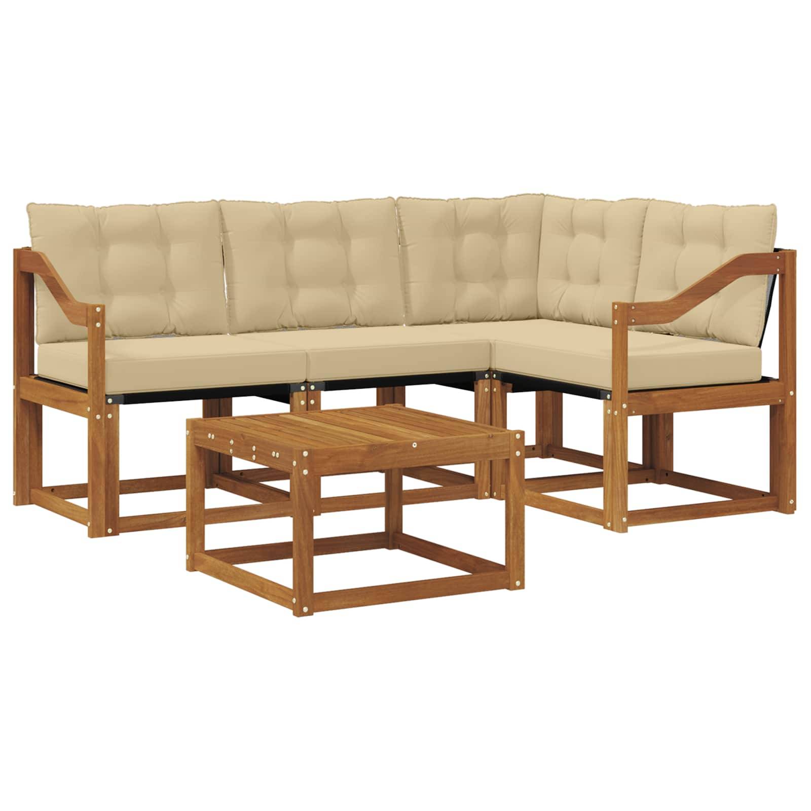 vidaXL Outdoor-Sofagarnitur mit Kissen 5 pcs Natur und Beige